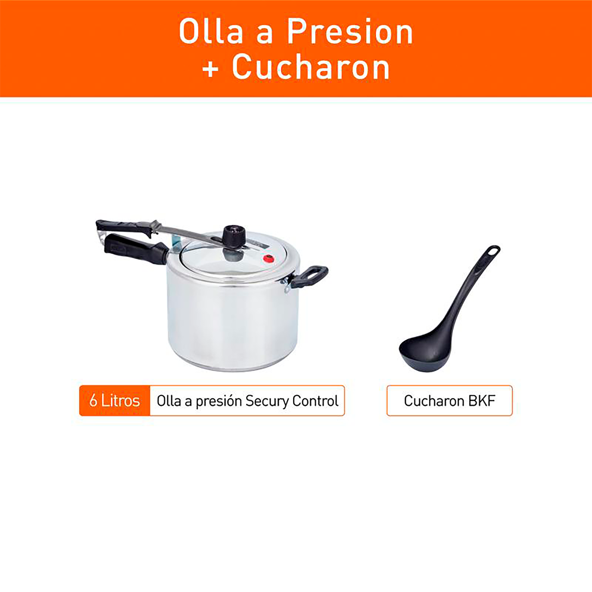 Olla a Presión Secury Control 6L + Cucharon Esencial IMUSA