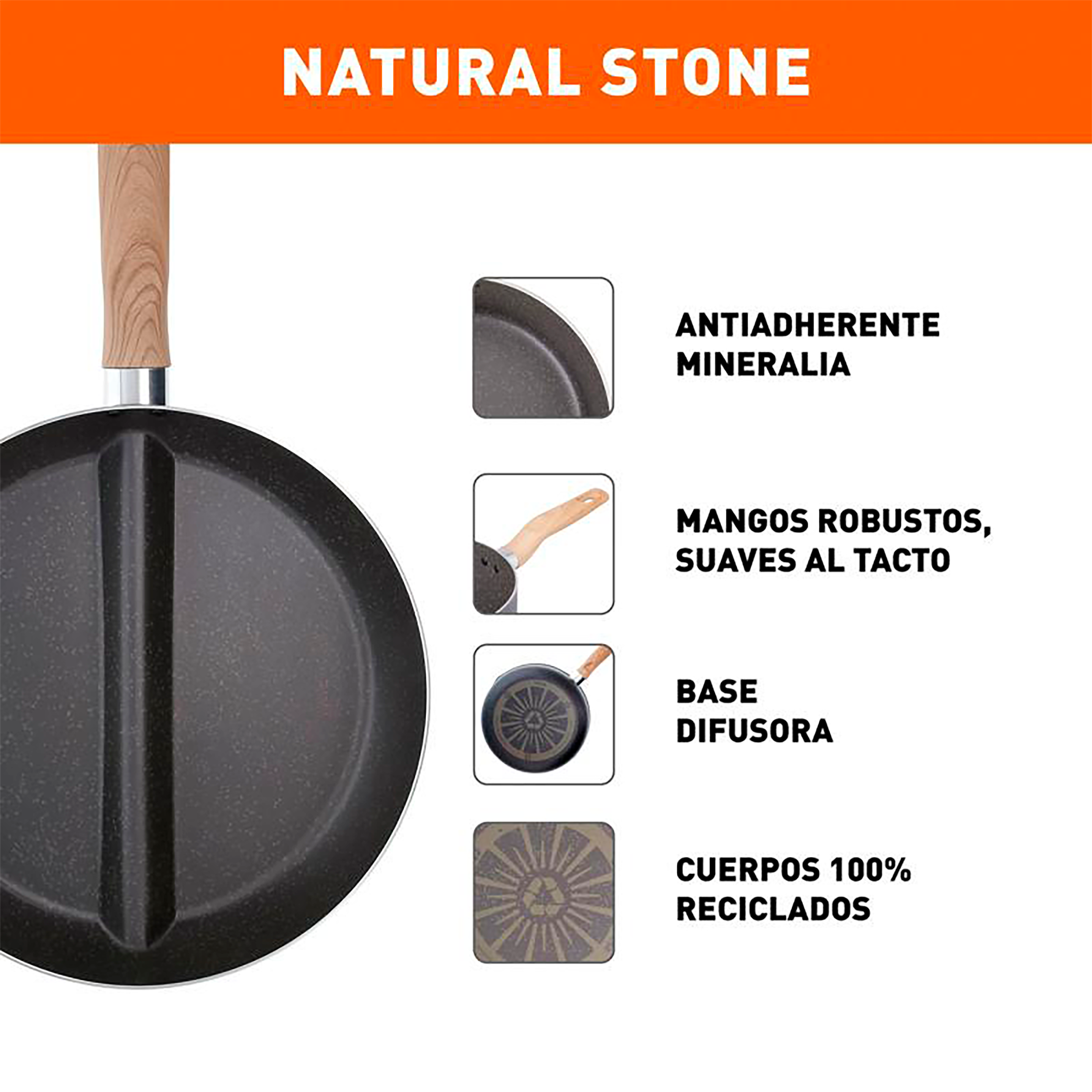 Sartén Dividido IMUSA Natural Stone 26cm Antiadherente