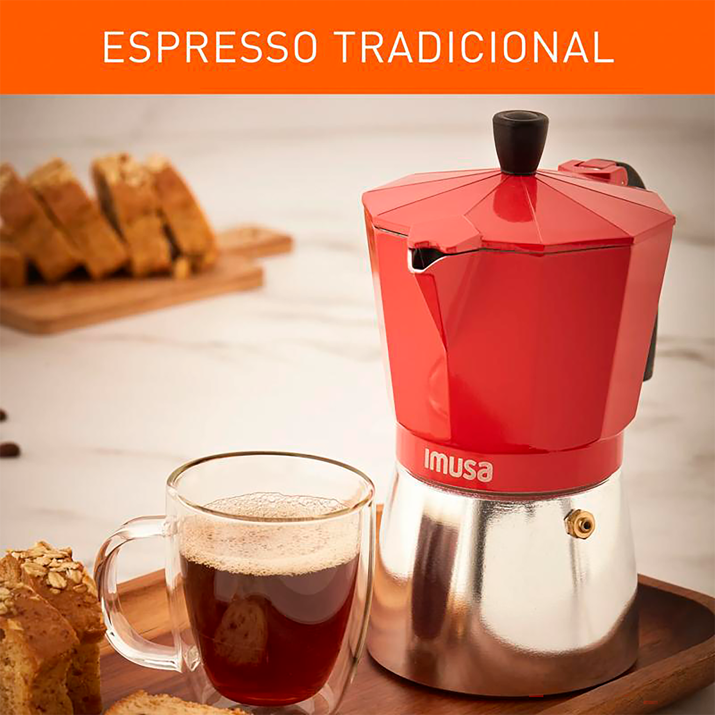 Cafetera Italiana IMUSA Espresso 6 tazas Roja