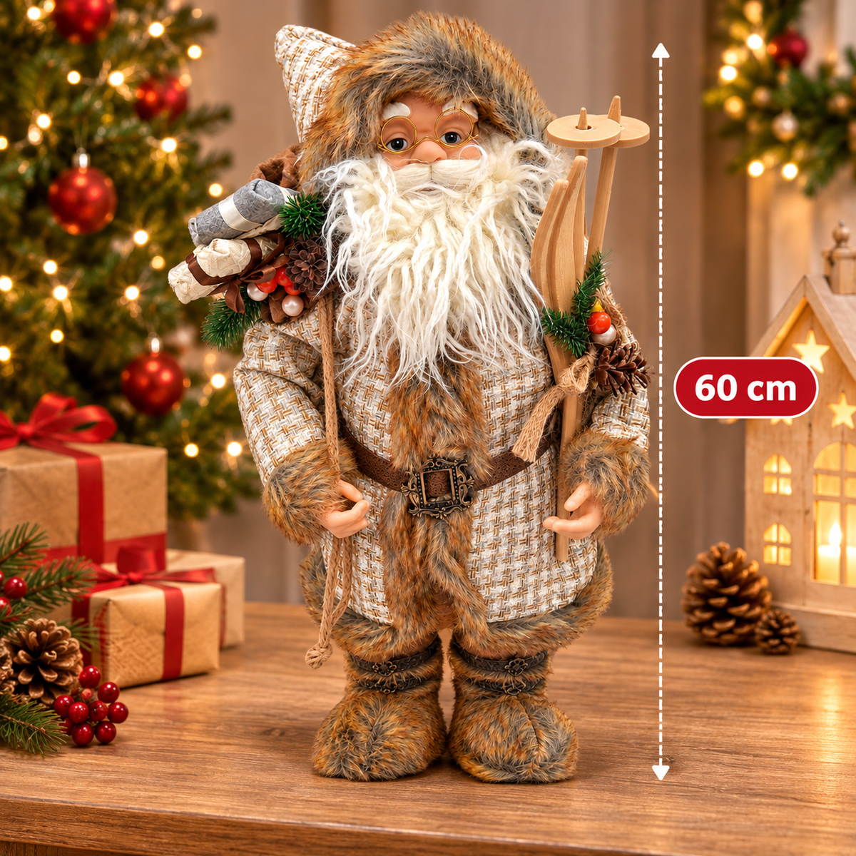 Papá Noel Navideño Rústico 60 cm - Ref. 54701