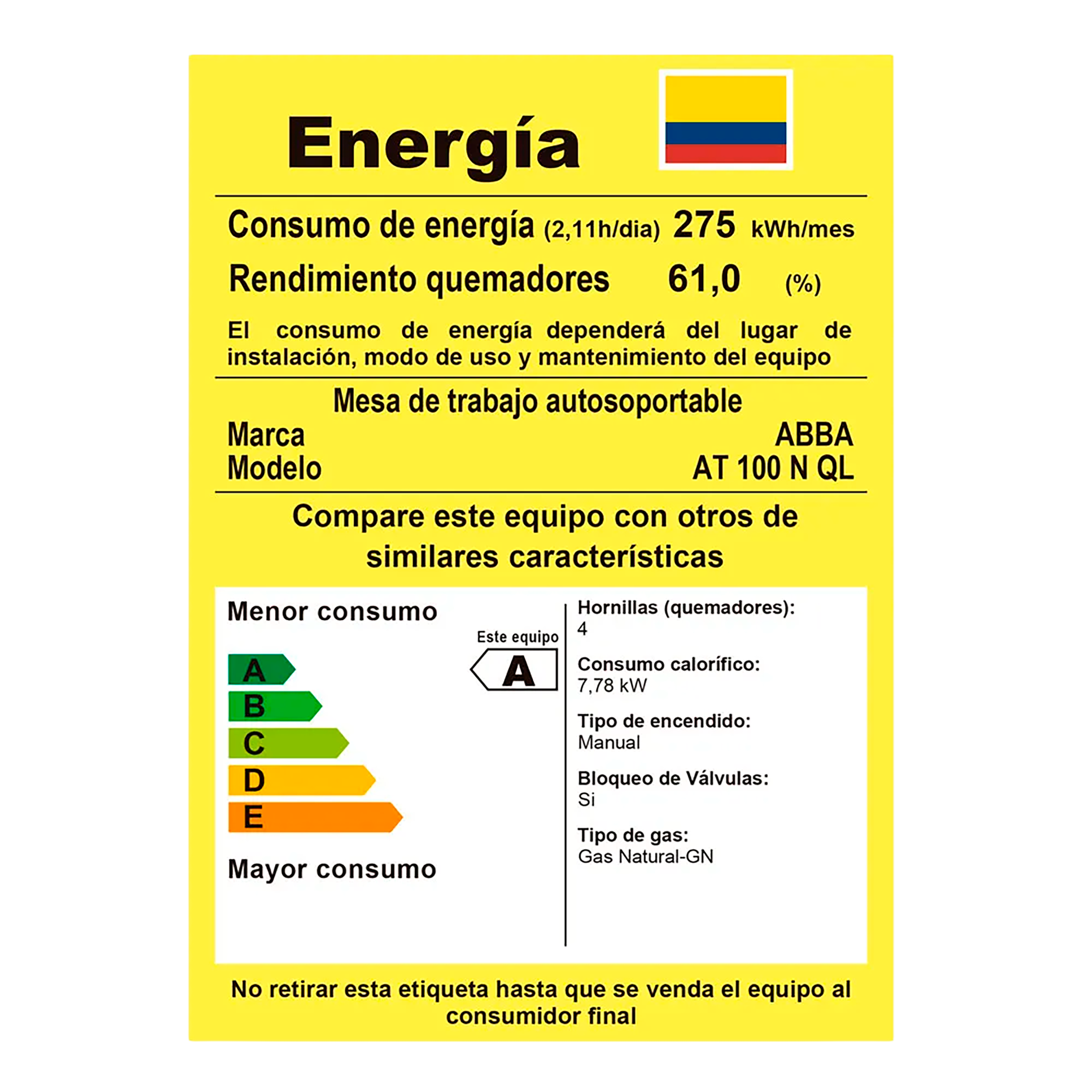 ESTUFA DE PISO C/GABINETE 4PTS ABBA