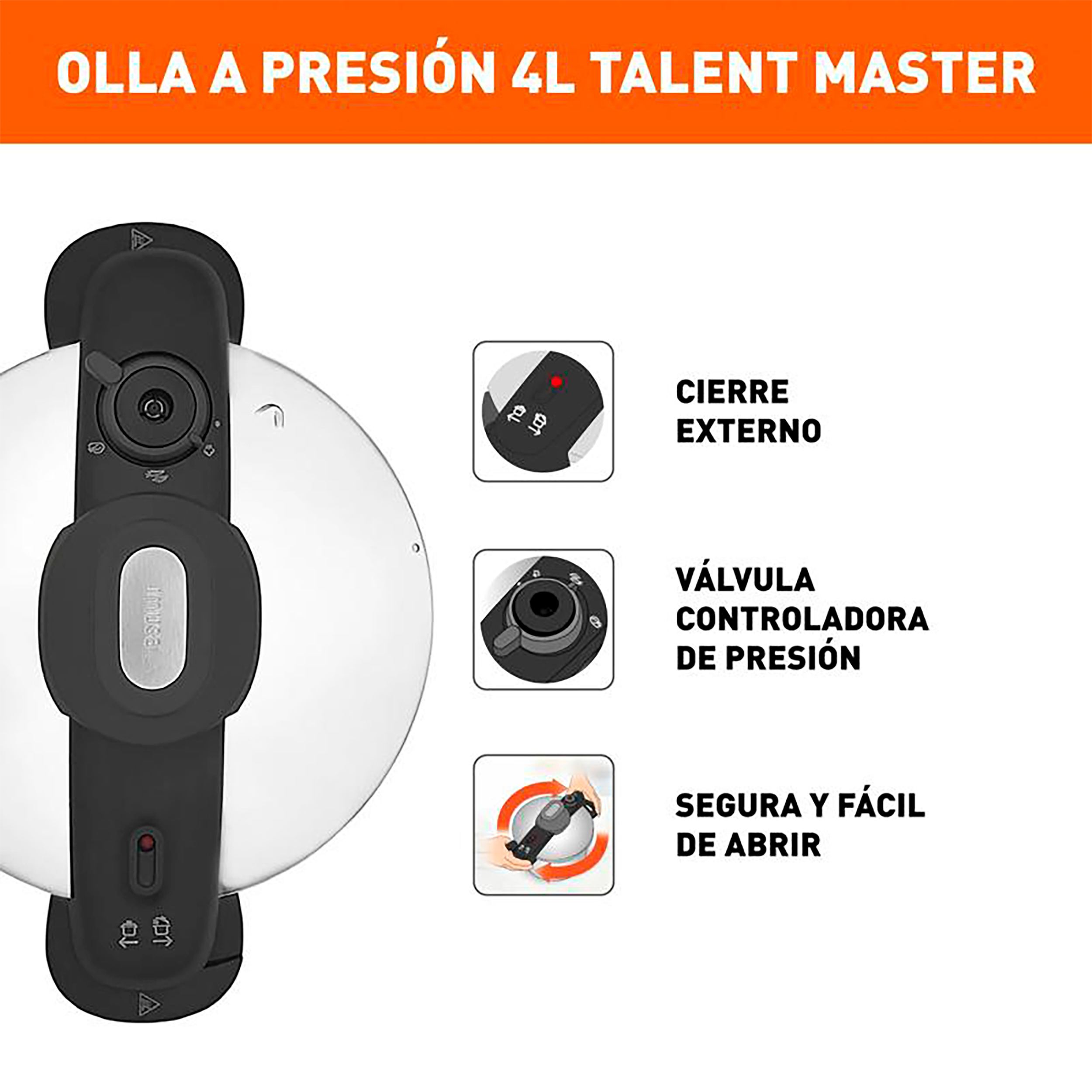 Olla a Presión IMUSA Talent Master 4 Litros Acero Inoxidable