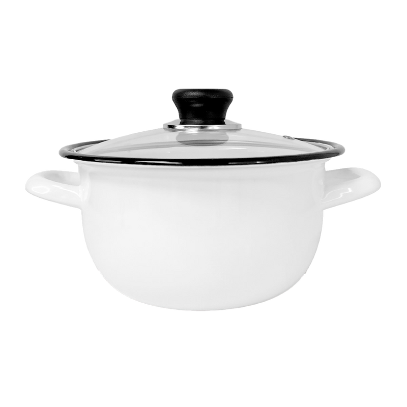OLLA BLANCA 24 C/ TAPA VIDRIO PELTRE