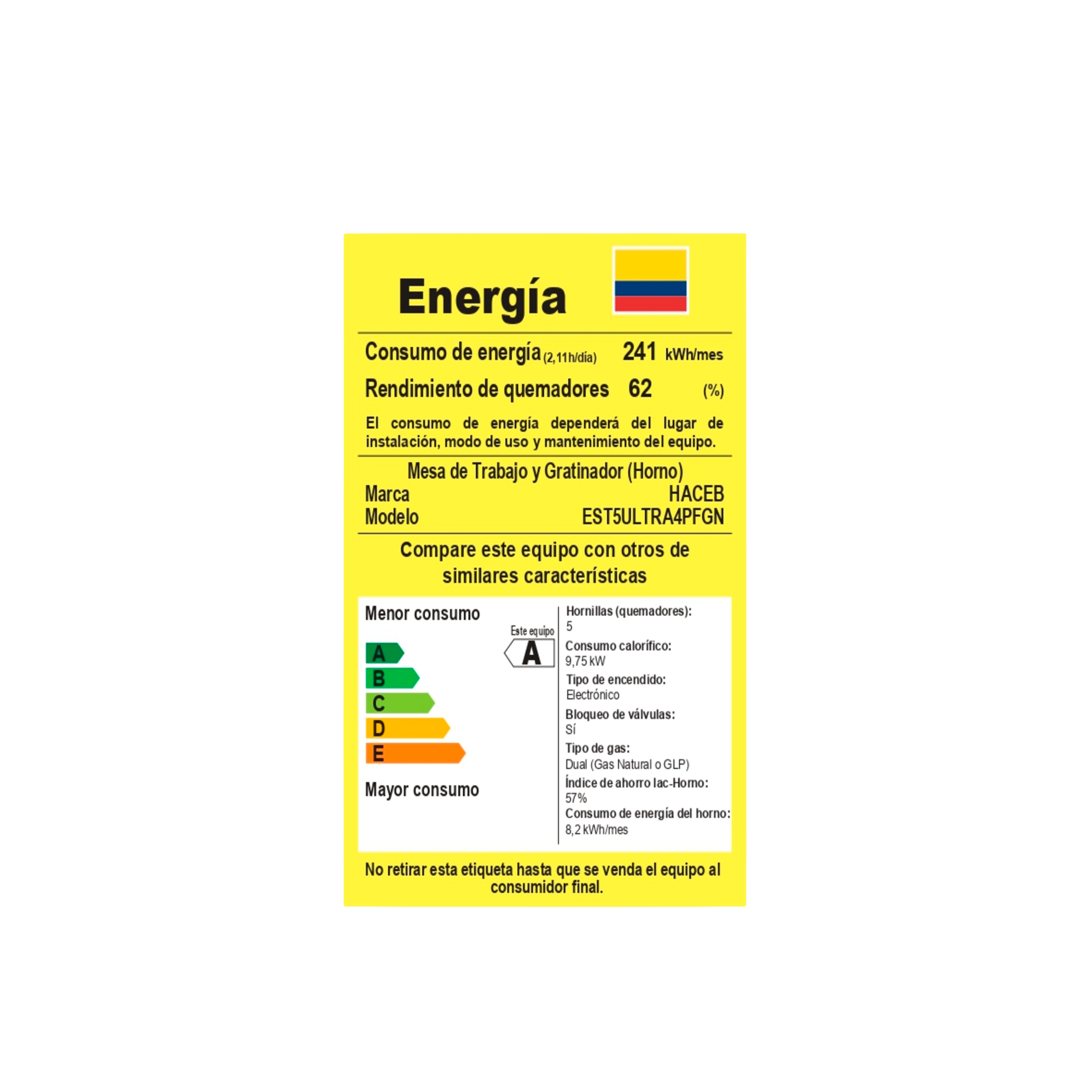 Estufa Romero Ultra Haceb 50 cms Gas Natural Inox