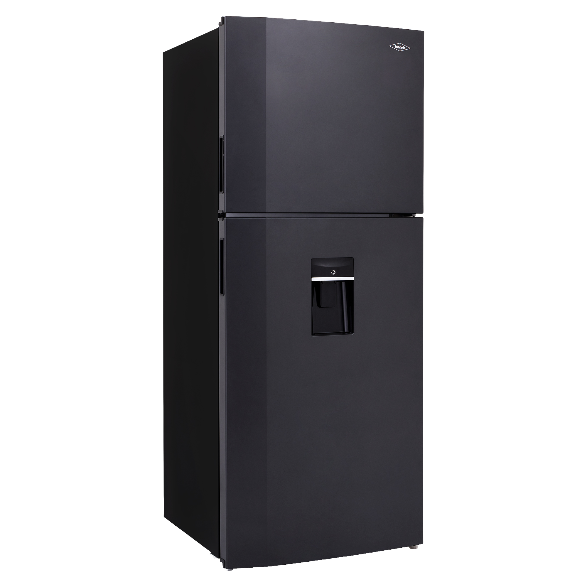Nevera HACEB No frost Congelador Superior 391 litros N404 Manija Integrada Dispensador de Agua Gris Plomo