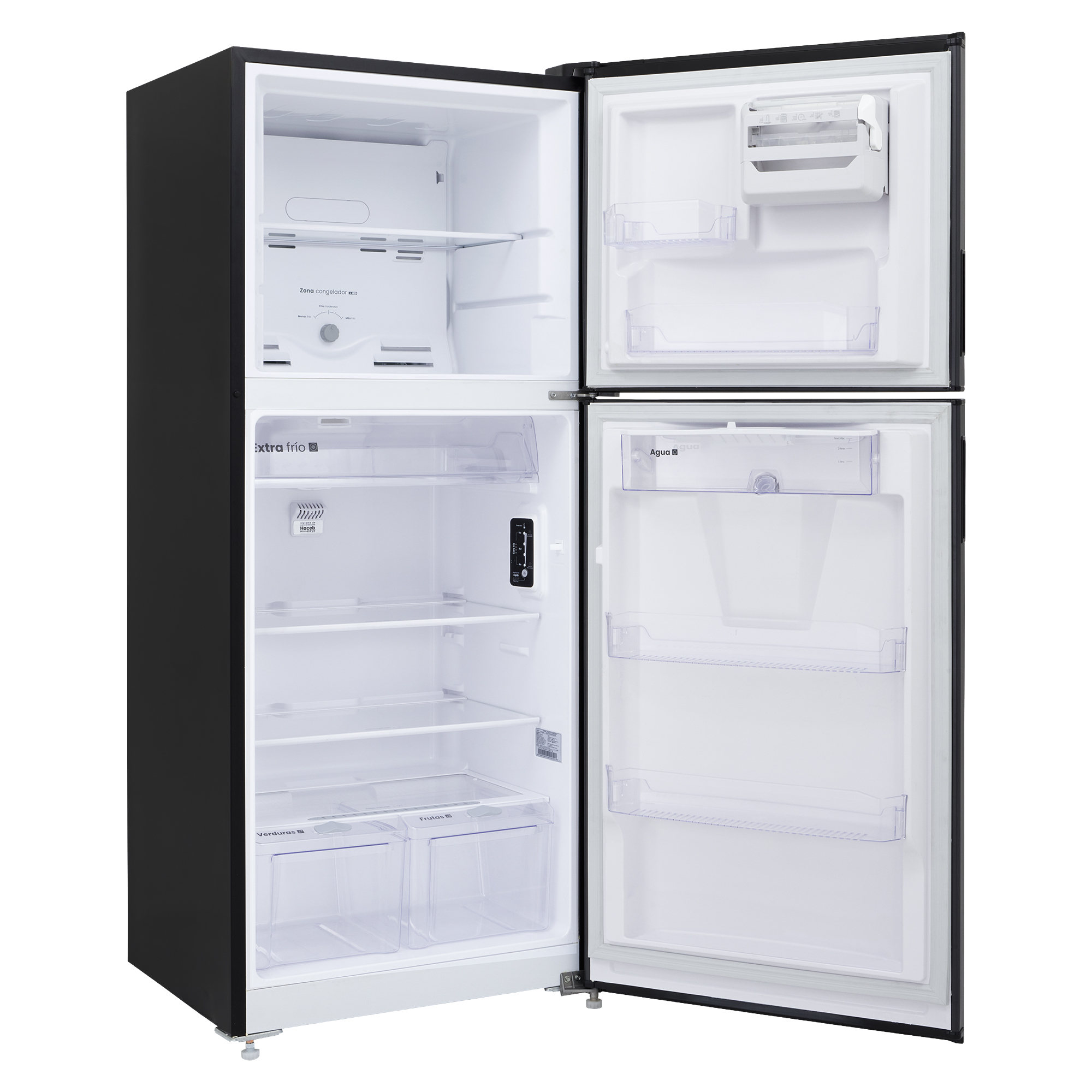 Nevera HACEB No frost Congelador Superior 391 litros N404 Manija Integrada Dispensador de Agua Gris Plomo
