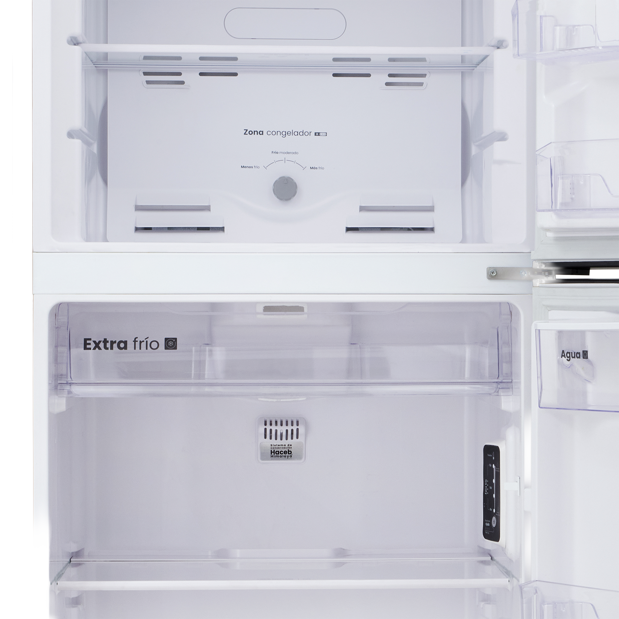 Nevera HACEB No frost Congelador Superior 391 litros N404 Manija Integrada Dispensador de Agua Gris Plomo
