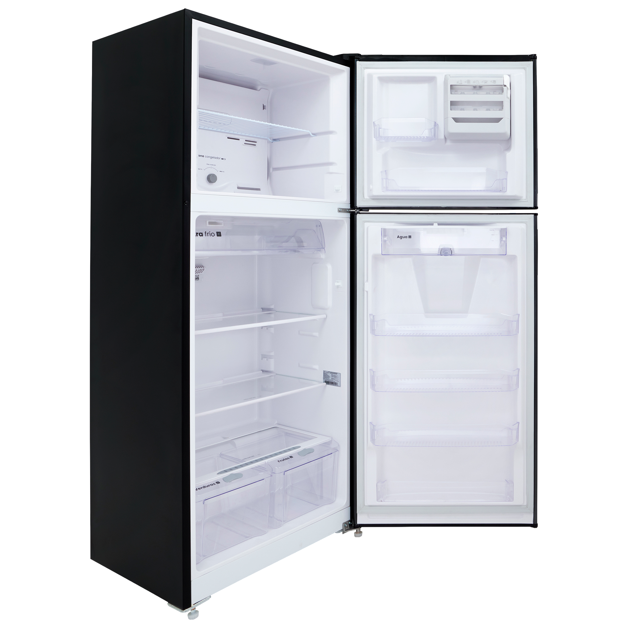 Nevera HACEB No frost Congelador Superior 428 litros N448 Manija Integrada Panel Digital Dispensador de Agua Negro Cósmico