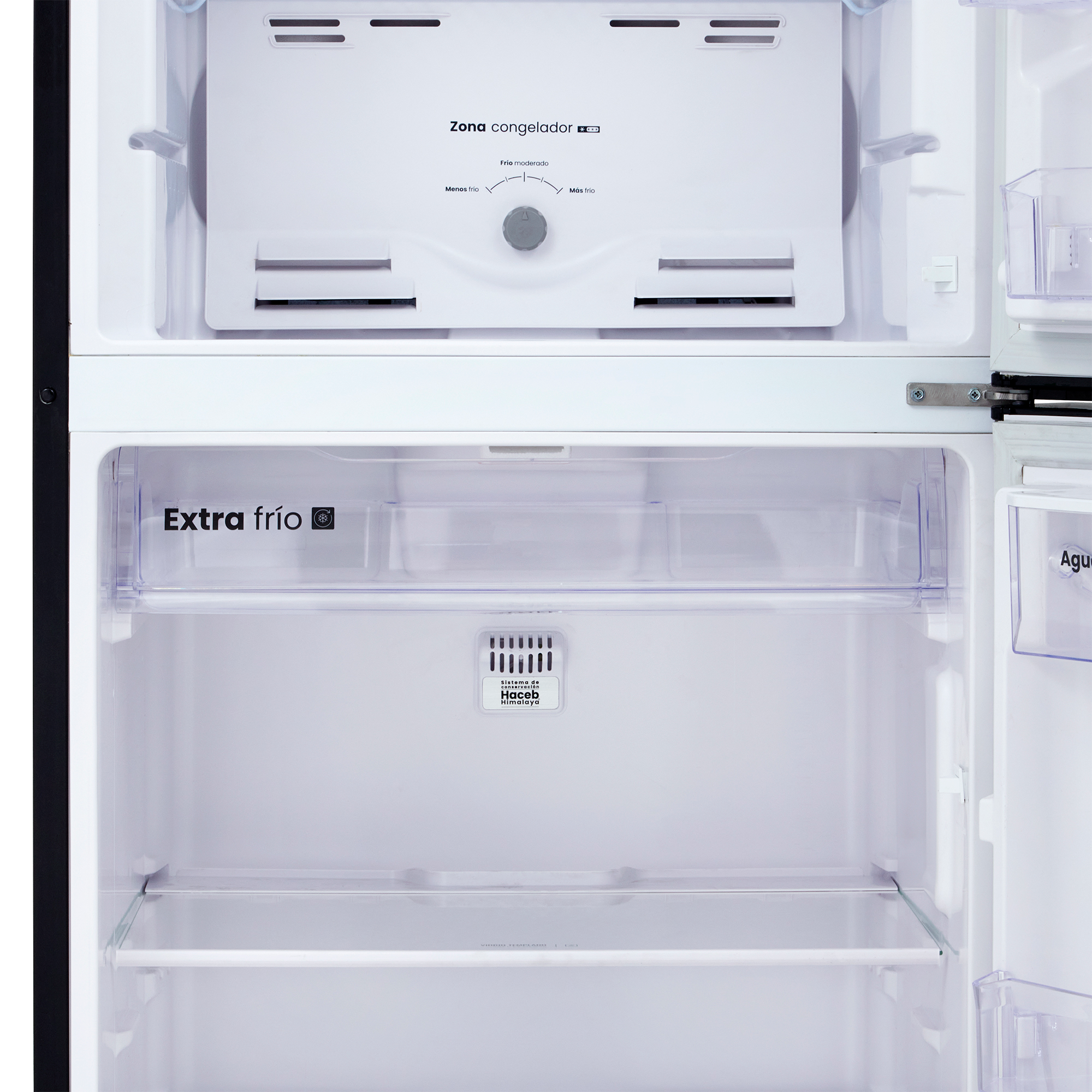 Nevera HACEB No frost Congelador Superior 428 litros N448 Manija Integrada Panel Digital Dispensador de Agua Negro Cósmico
