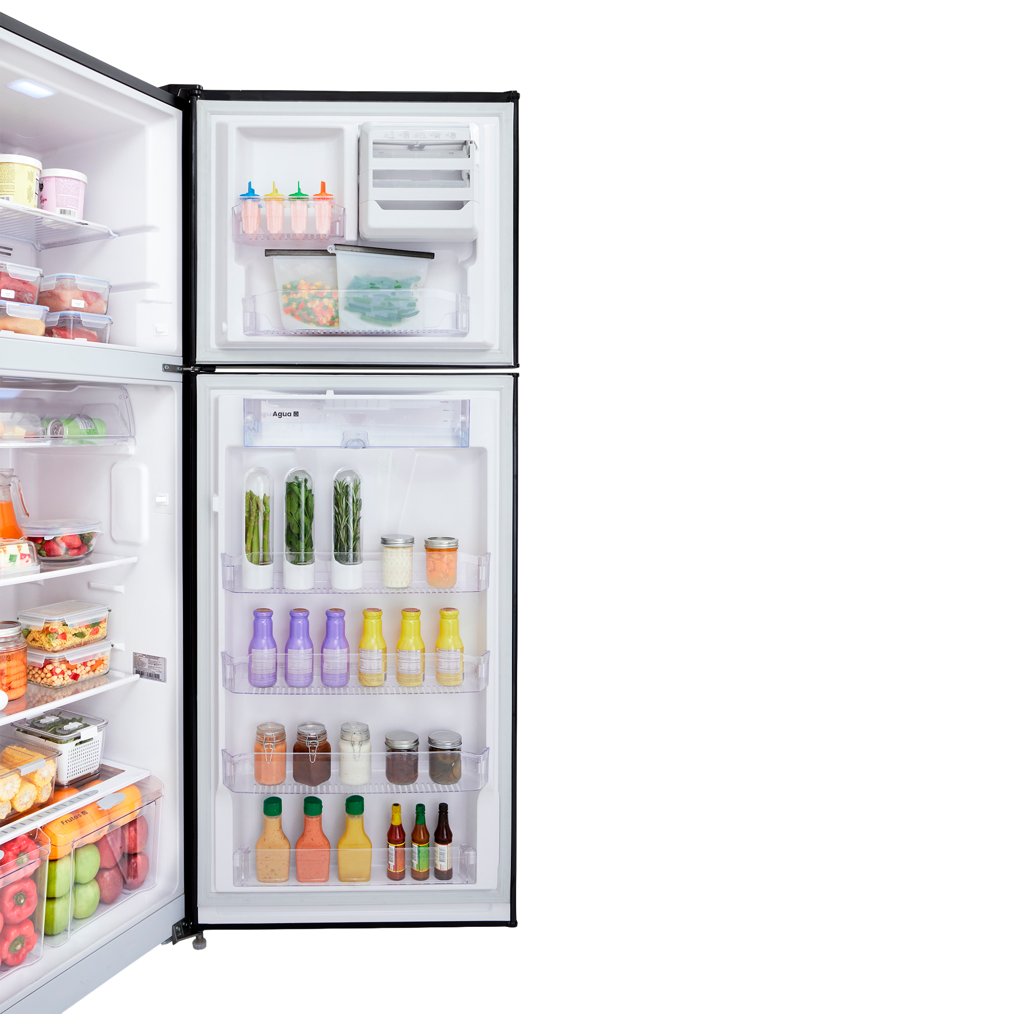 Nevera HACEB No frost Congelador Superior 428 litros N448 Manija Integrada Panel Digital Dispensador de Agua Negro Cósmico