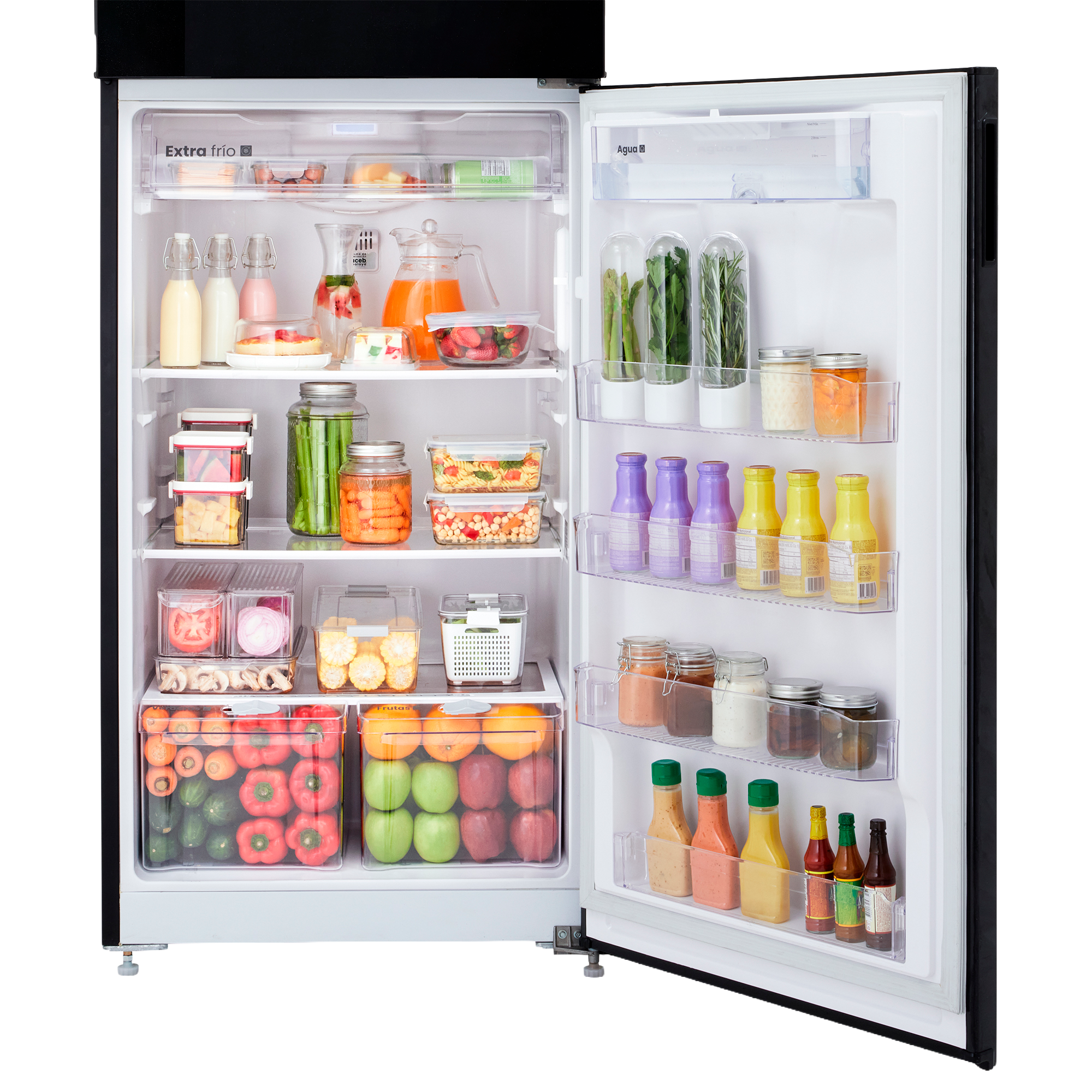 Nevera HACEB No frost Congelador Superior 428 litros N448 Manija Integrada Panel Digital Dispensador de Agua Negro Cósmico