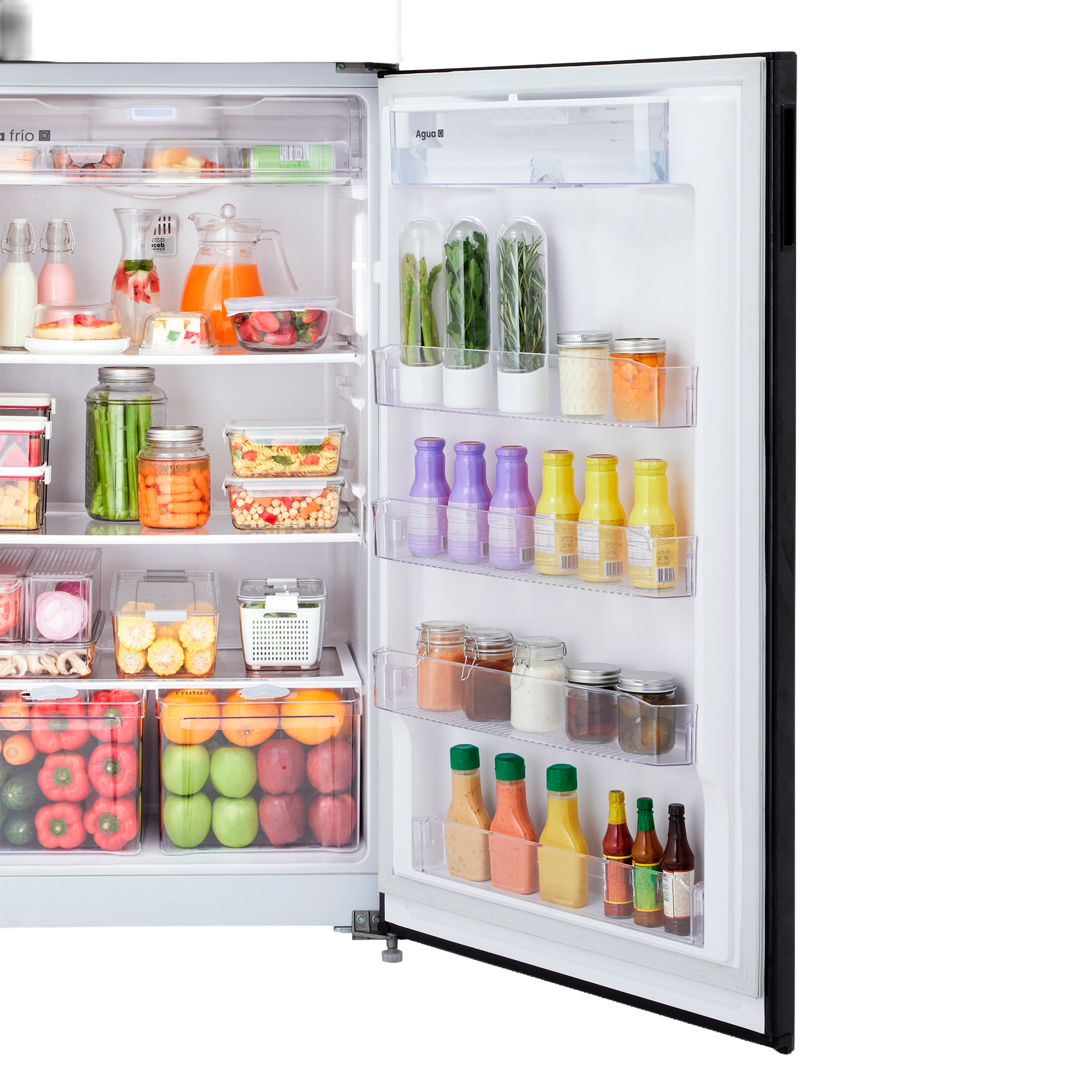 Nevera HACEB No frost Congelador Superior 428 litros N448 Manija Integrada Panel Digital Dispensador de Agua Negro Cósmico