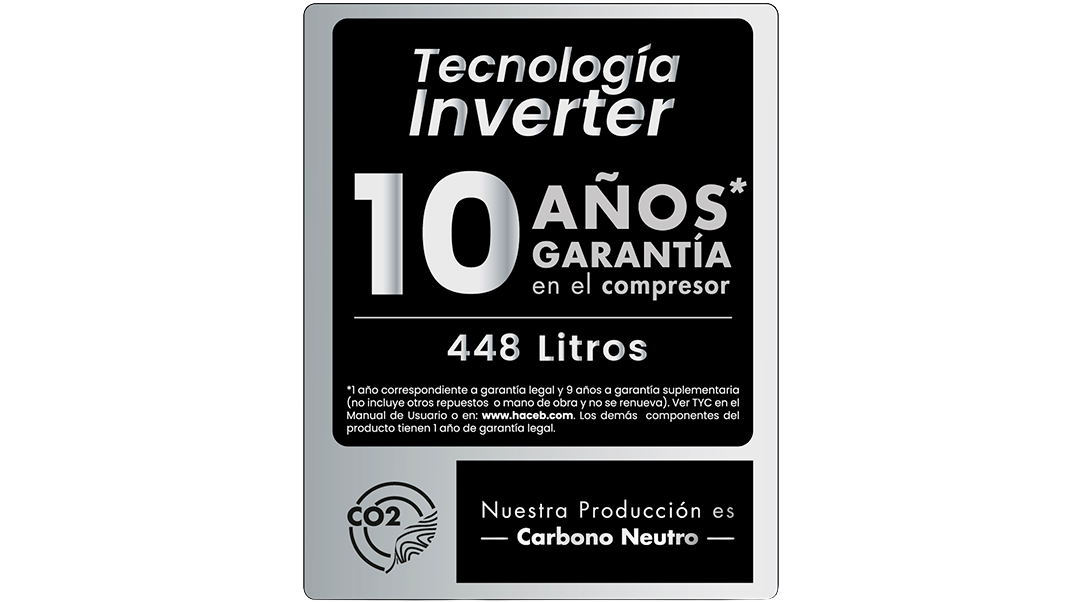 Nevera HACEB No frost Congelador Superior 428 litros N448 Manija Integrada Panel Digital Dispensador de Agua Negro Cósmico