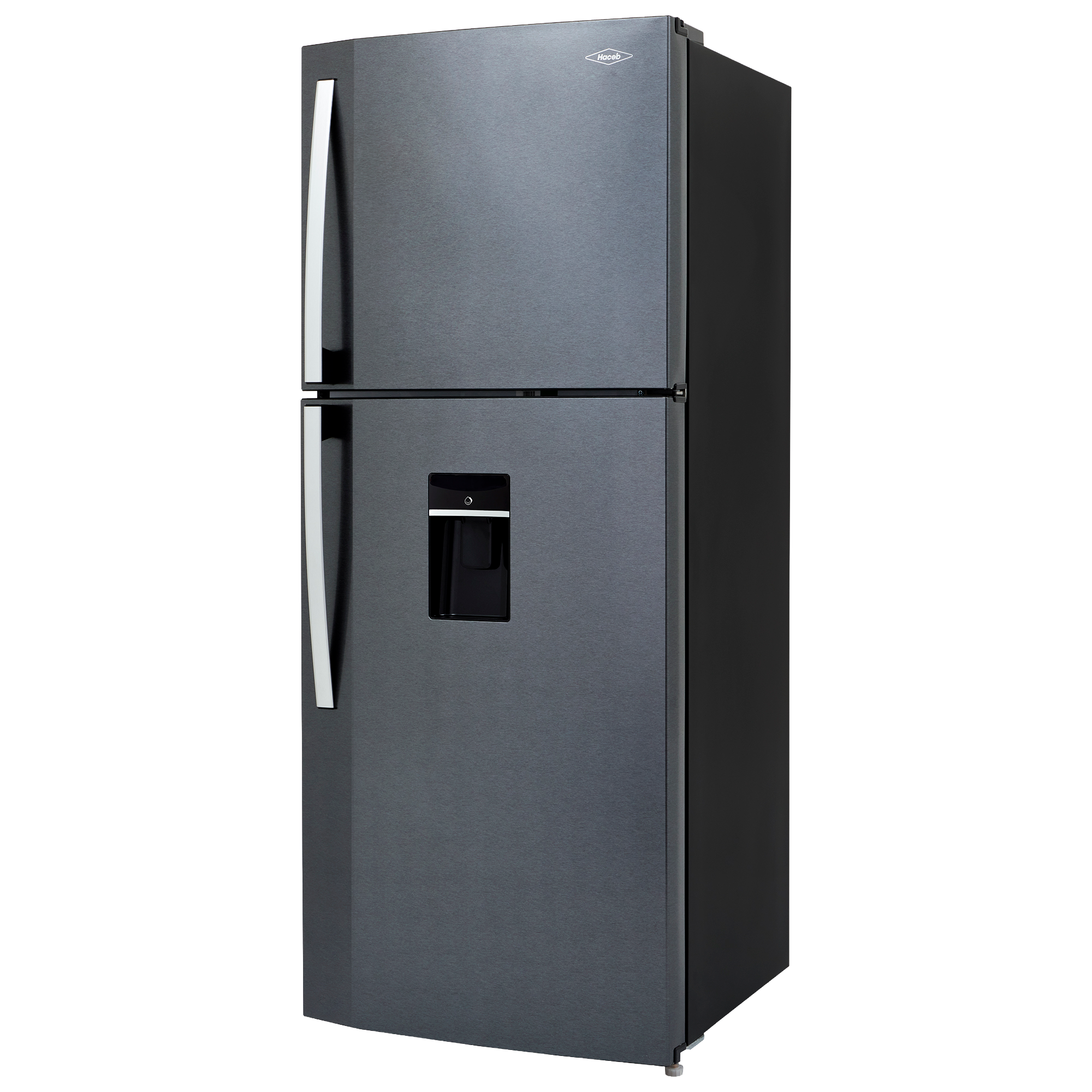 Nevera HACEB No frost Congelador Superior 391 litros N404 Manija Externa Dispensador de Agua Gris Titanio