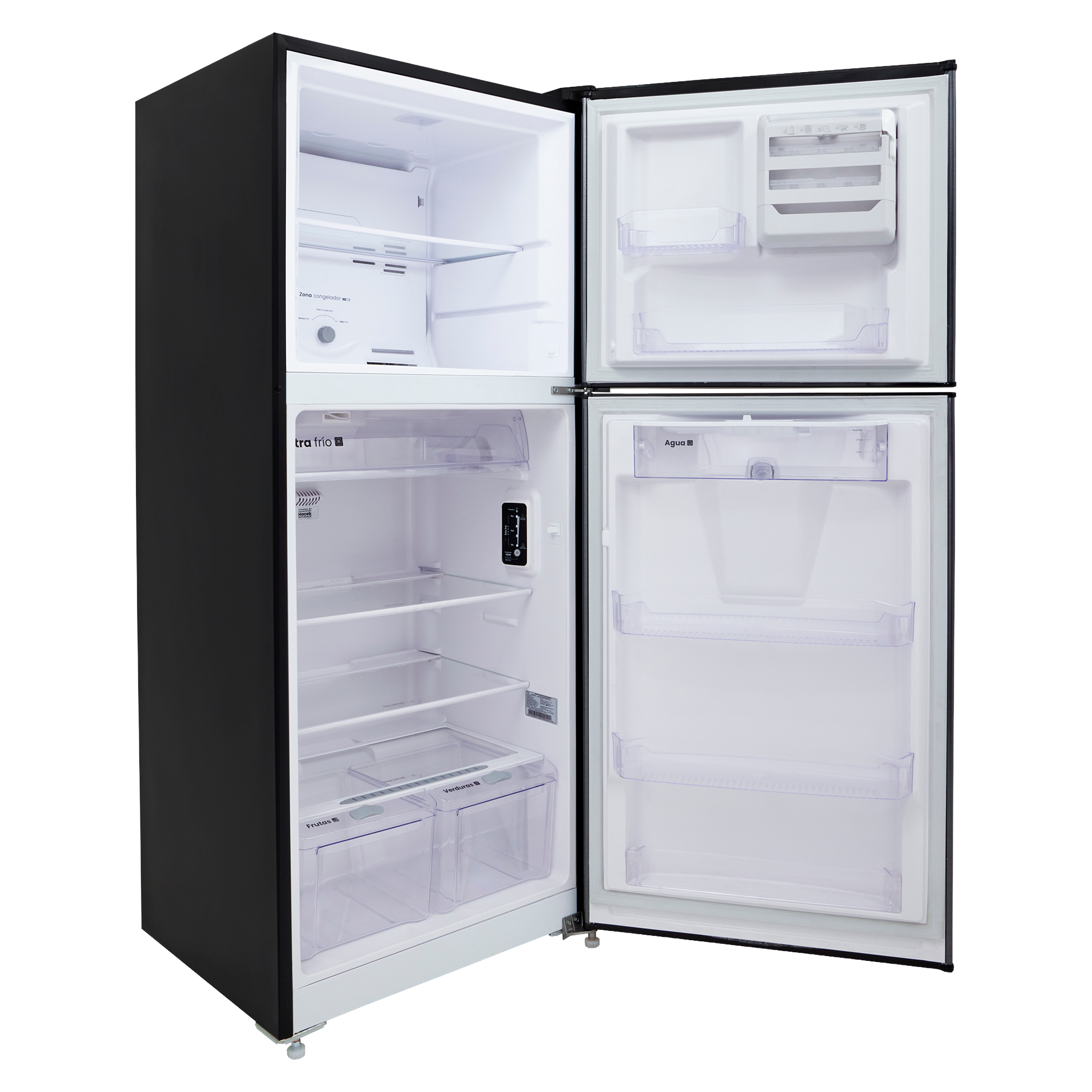 Nevera HACEB No frost Congelador Superior 391 litros N404 Manija Externa Dispensador de Agua Gris Titanio
