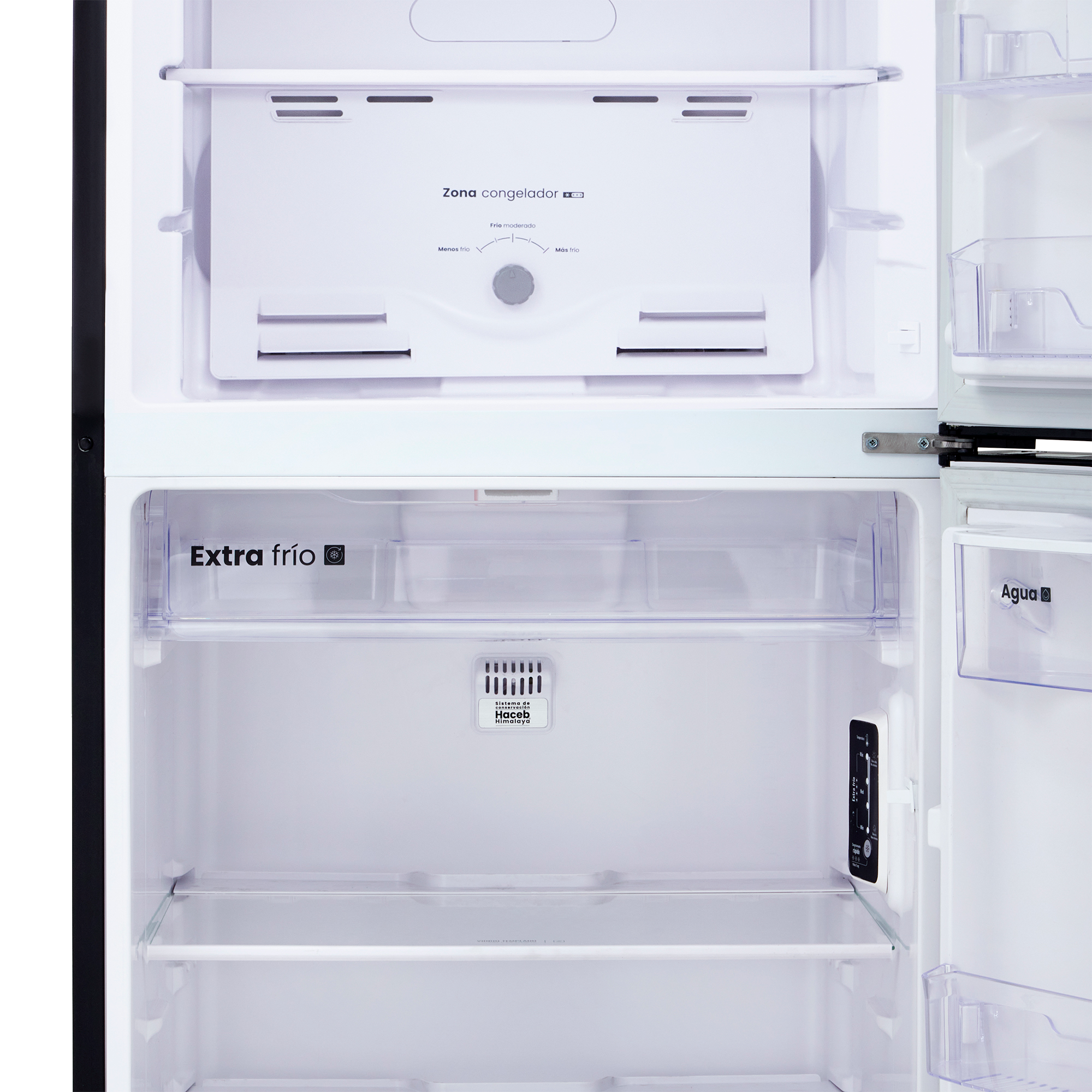 Nevera HACEB No frost Congelador Superior 391 litros N404 Manija Externa Dispensador de Agua Gris Titanio