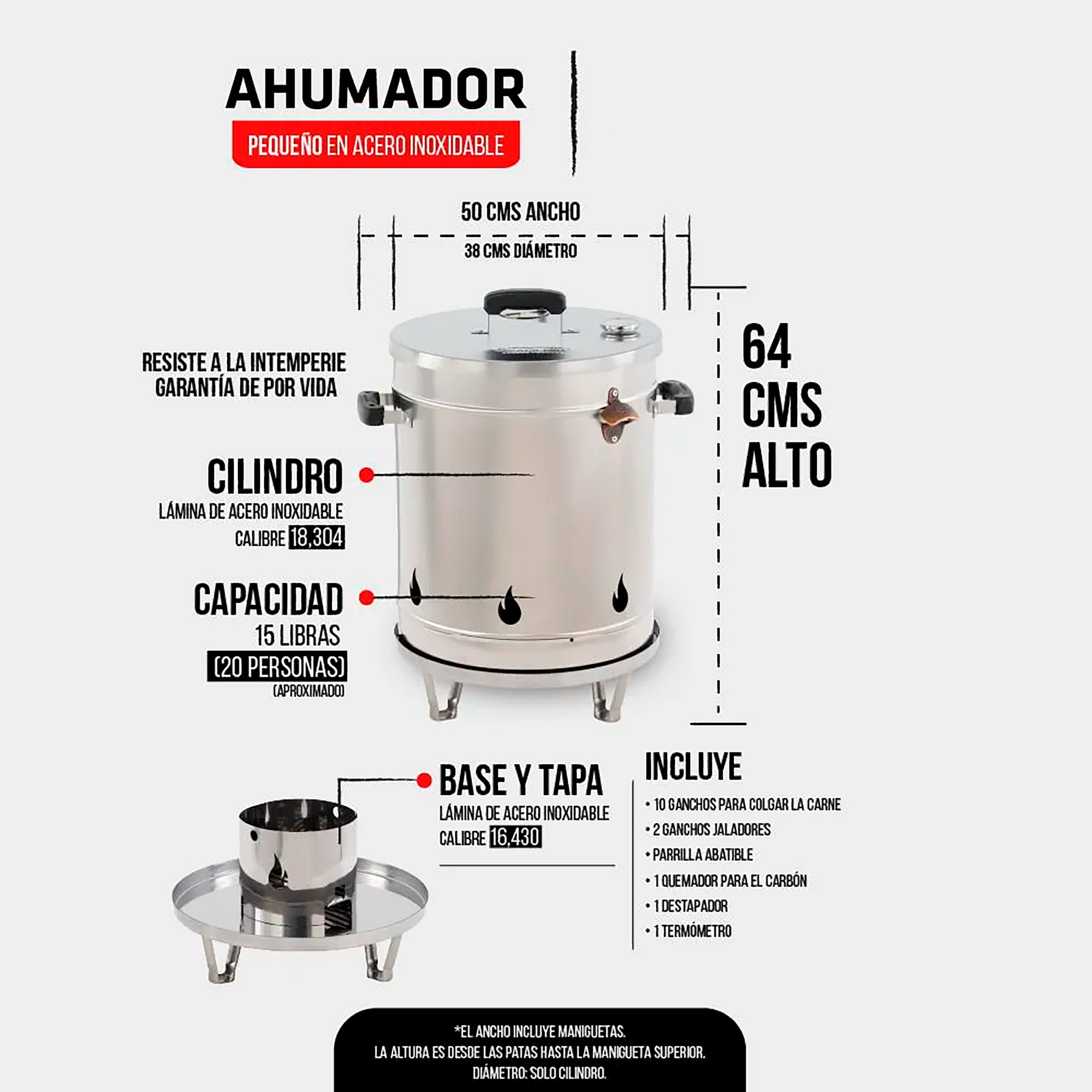 AHUMADOR PEQUEÑO CHAQUIRO INOX 11 KG