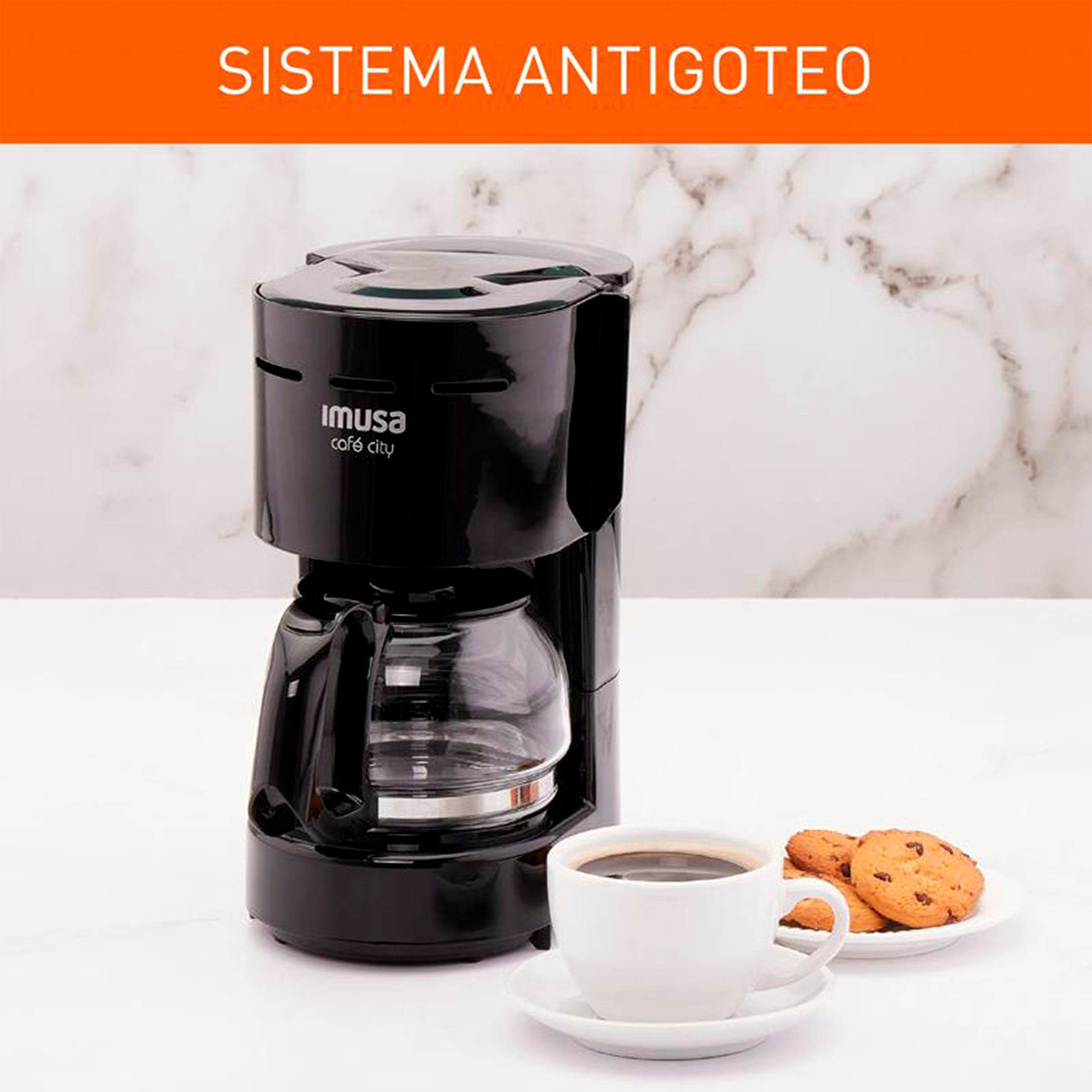 Cafetera de filtro IMUSA Café City 6 Tazas Negra