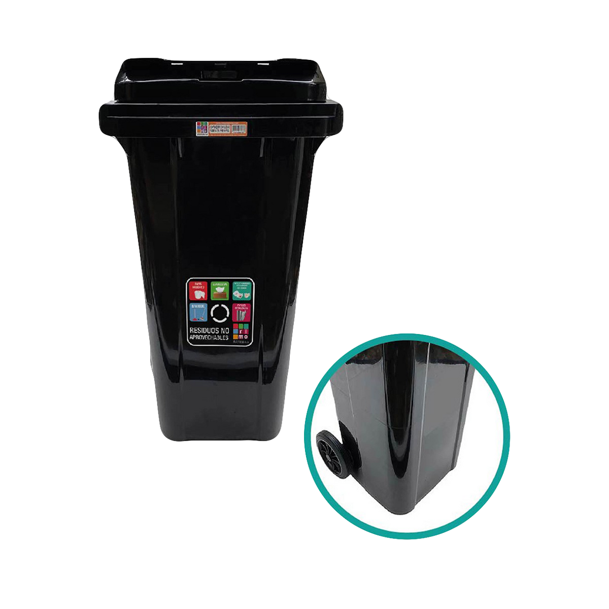 CONTENEDOR 120 LITROS CON RUEDAS NEGRO