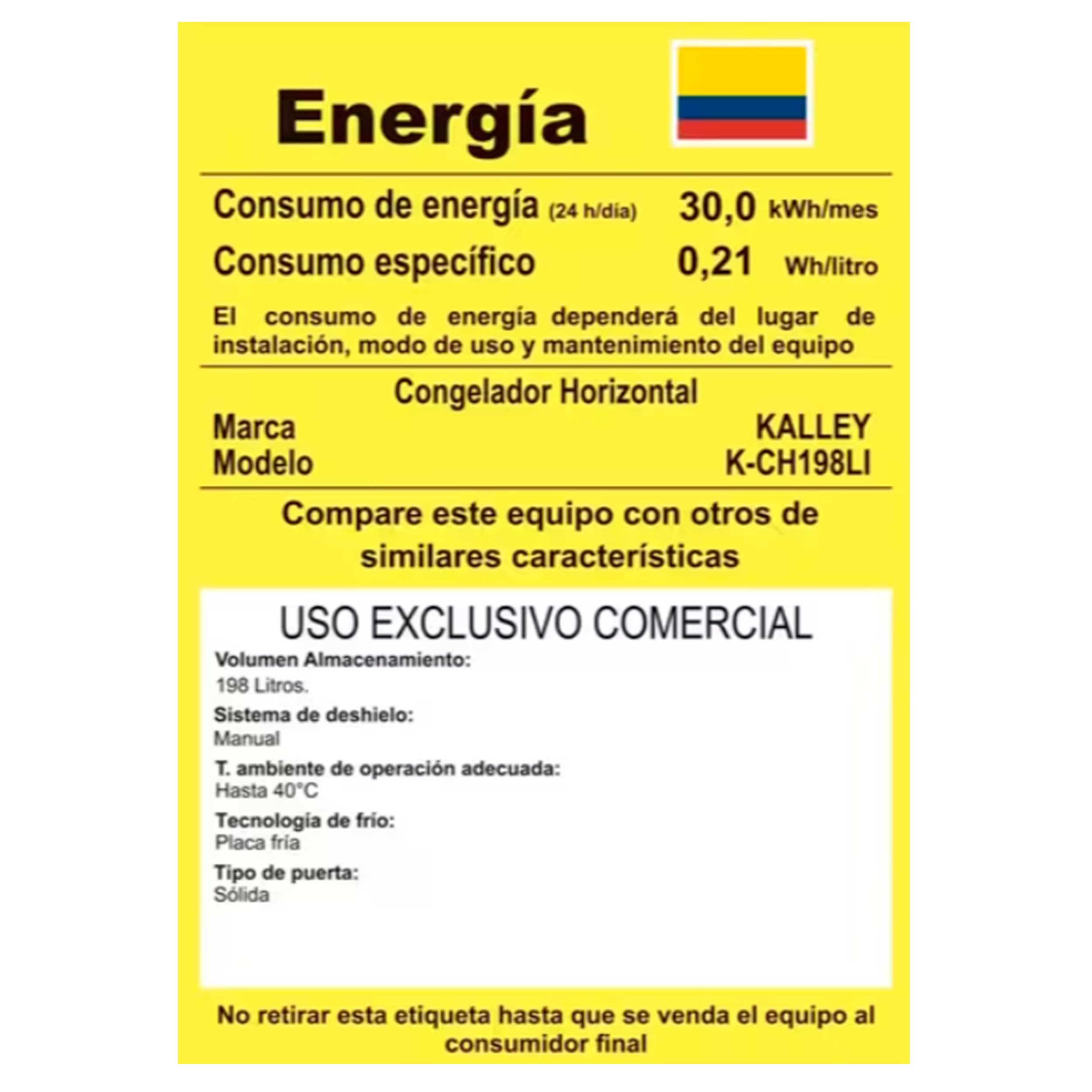 CONGELADOR HORIZONTAL 198LTS KALLEY