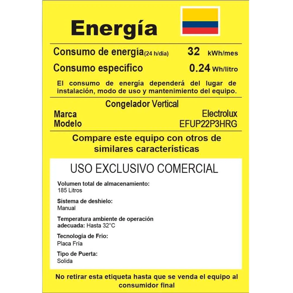 CONGELADOR VERTICAL 185L ELECTROLUX