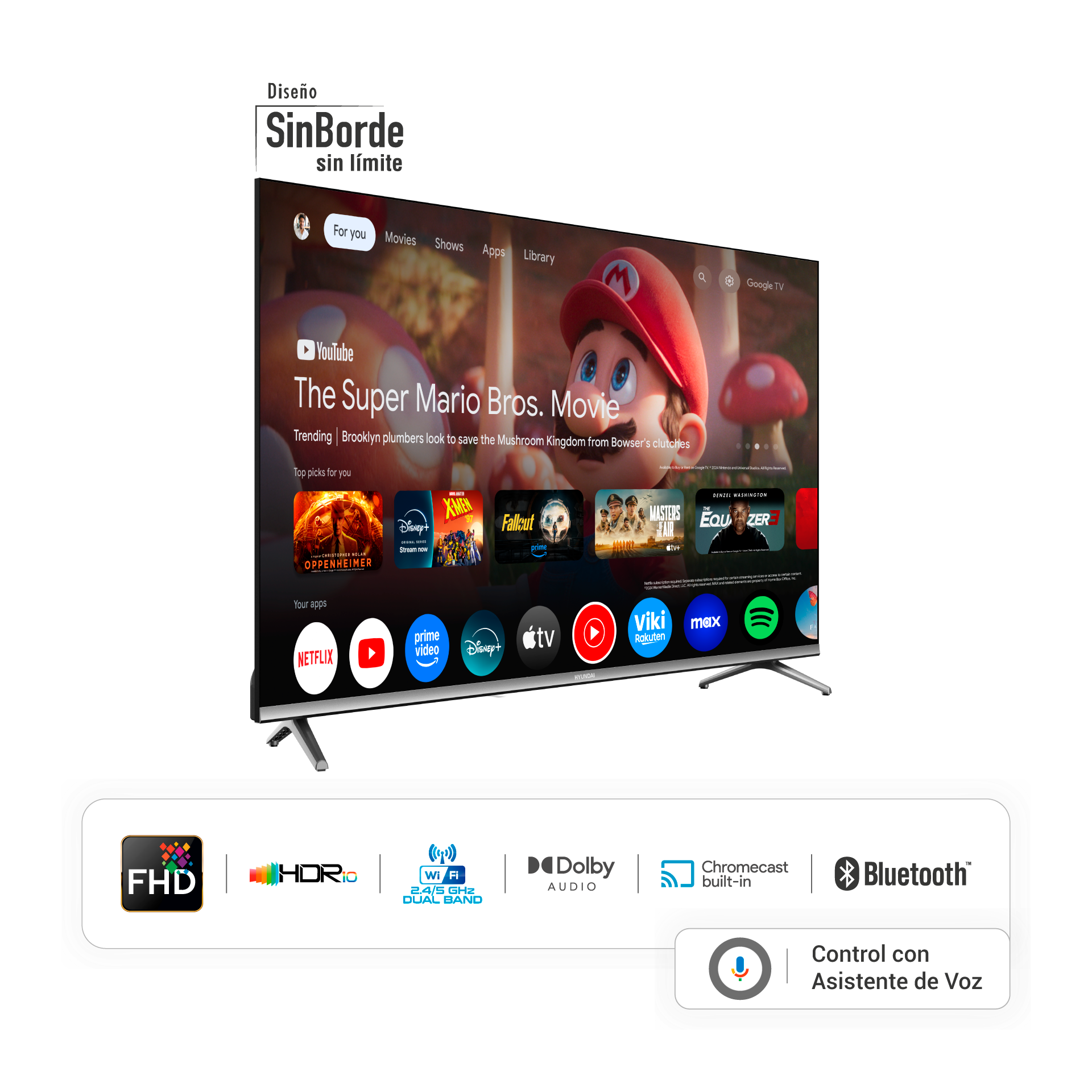 TV 43" LED SMART DIGITAL GOOGLE QLED HYUNDAI