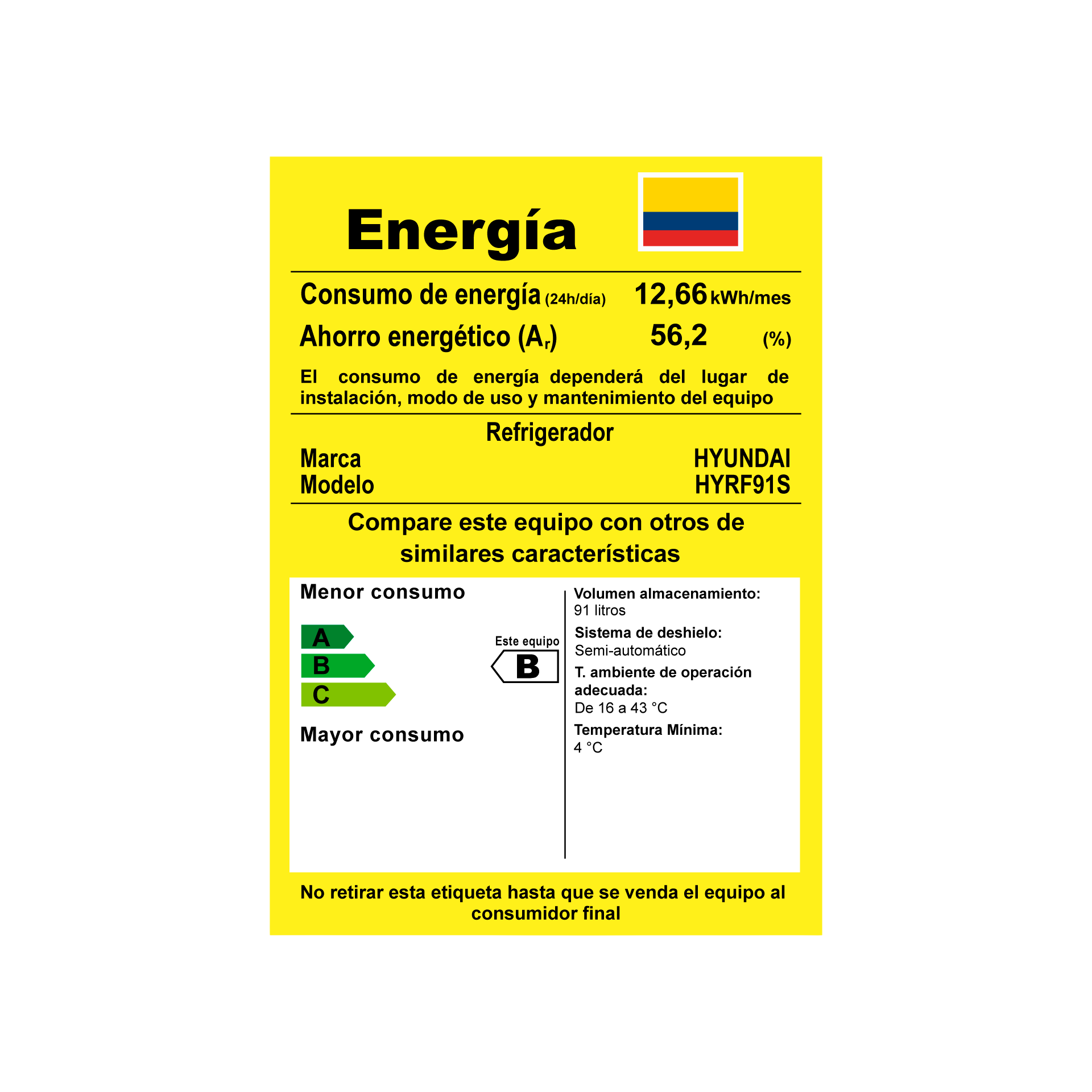 MINIBAR 91L GAS R600A ENERGY STAR