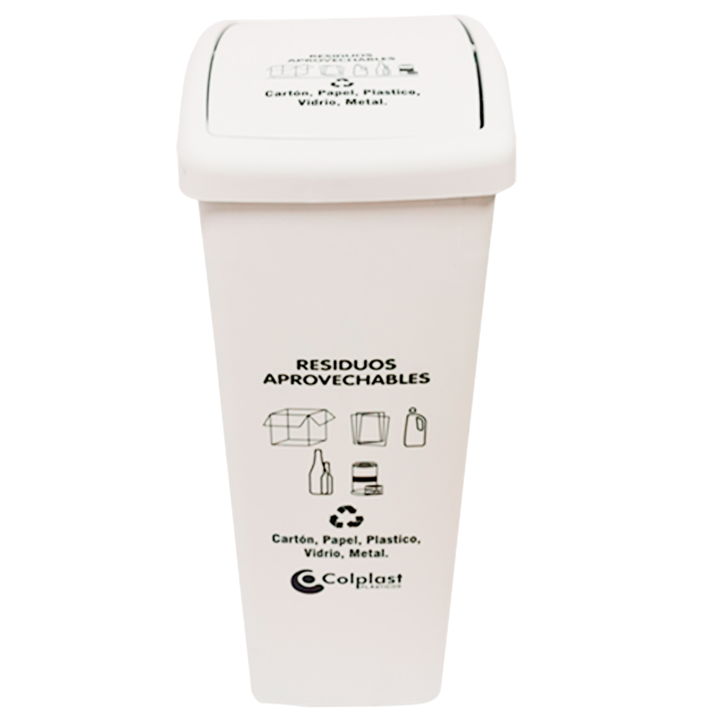 PAPELERA PLANA 55L BLANCO PELETIZADA COL