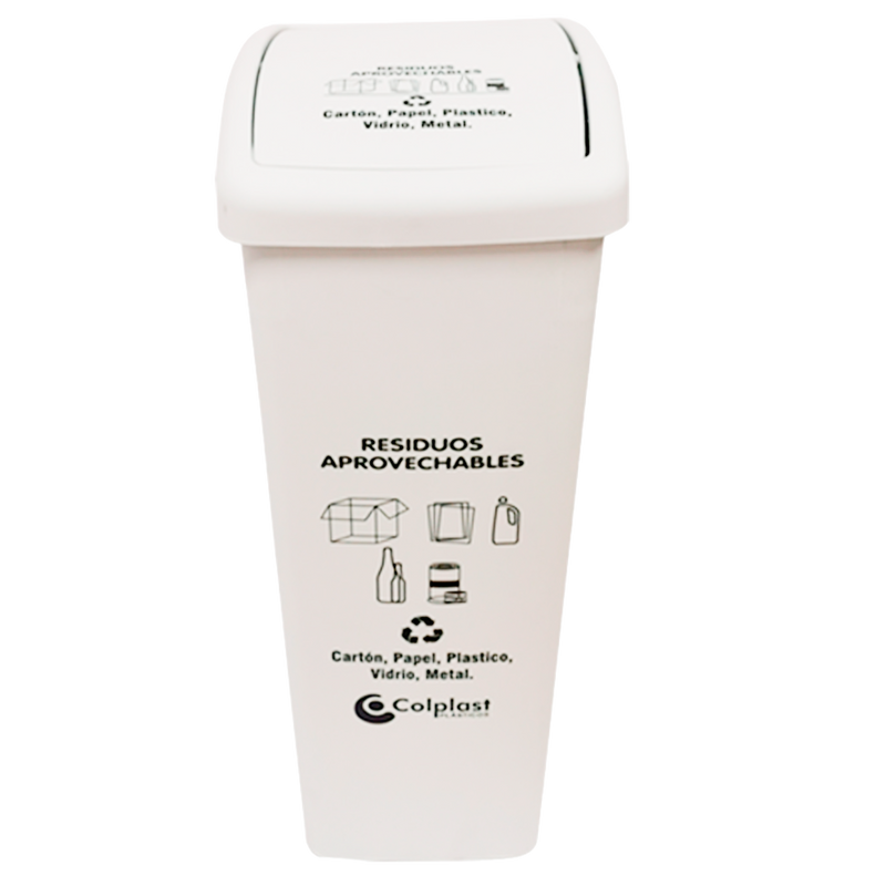 PAPELERA PLANA 55L BLANCO PELETIZADA COL