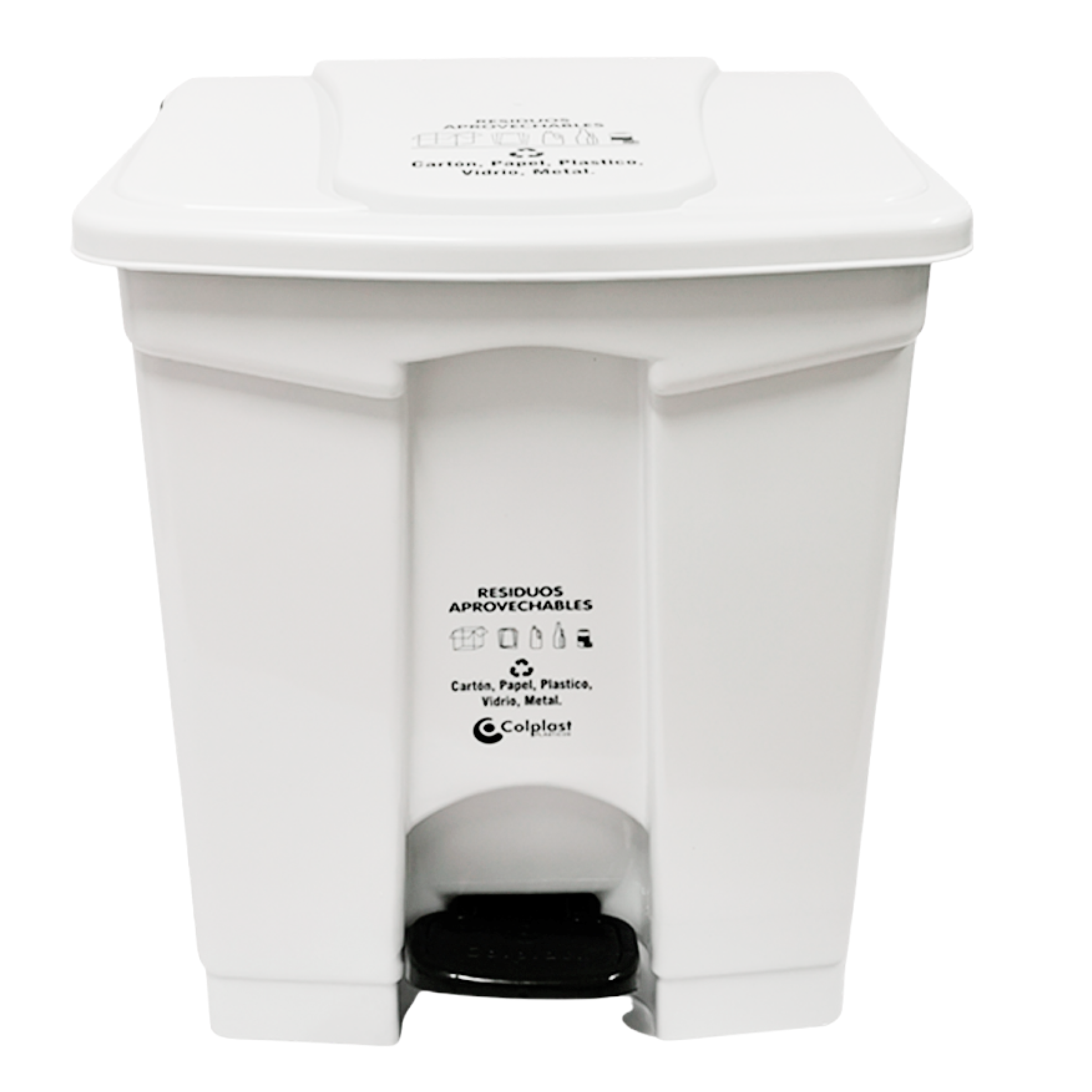 PAPELERA PEDAL 60L BLANCA MARCADA COLPLA