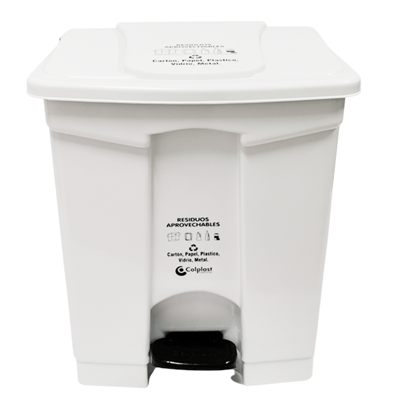 PAPELERA PEDAL 60L BLANCA MARCADA COLPLA