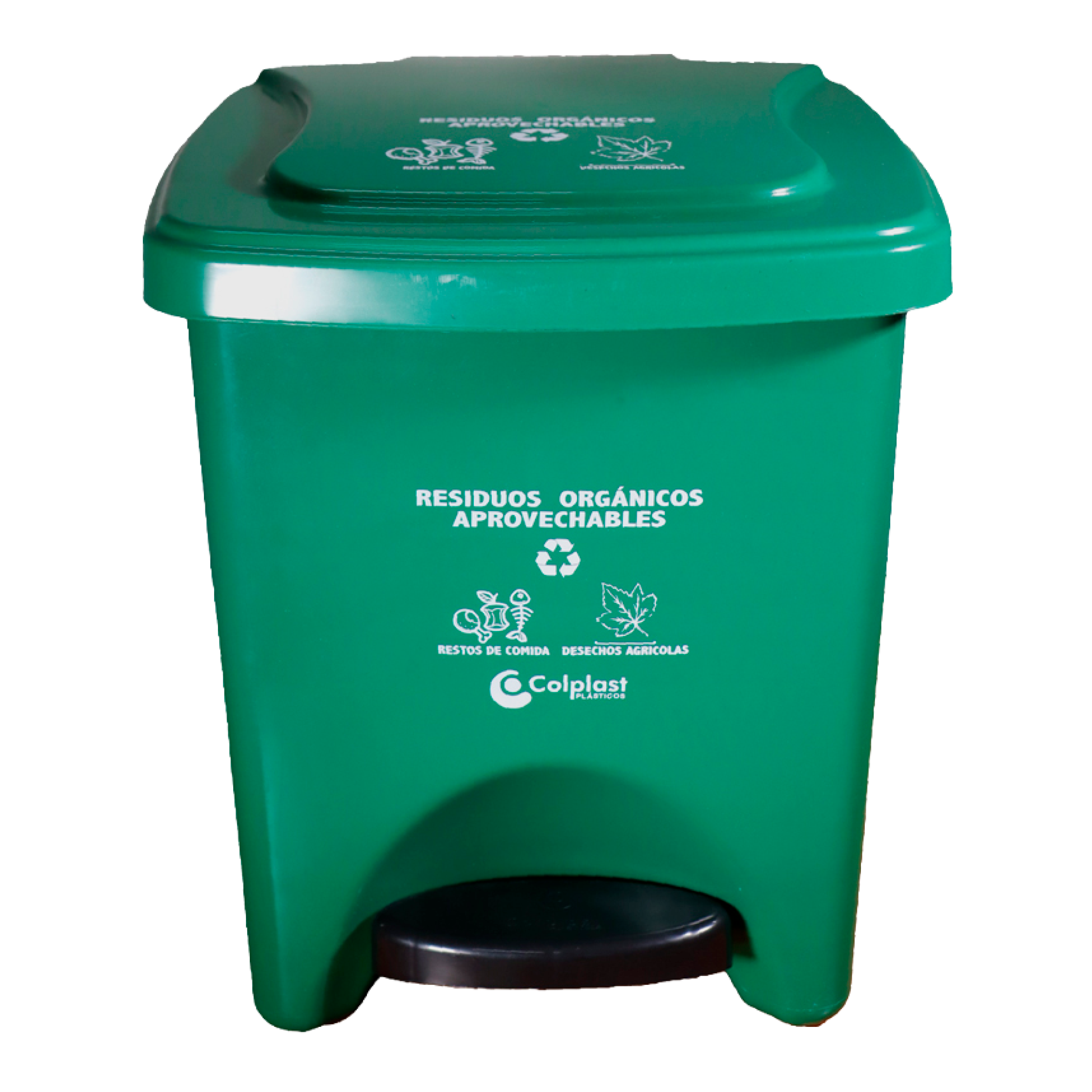 PAPELERA CUADRADA PEDAL 22L VERDE COLPLA