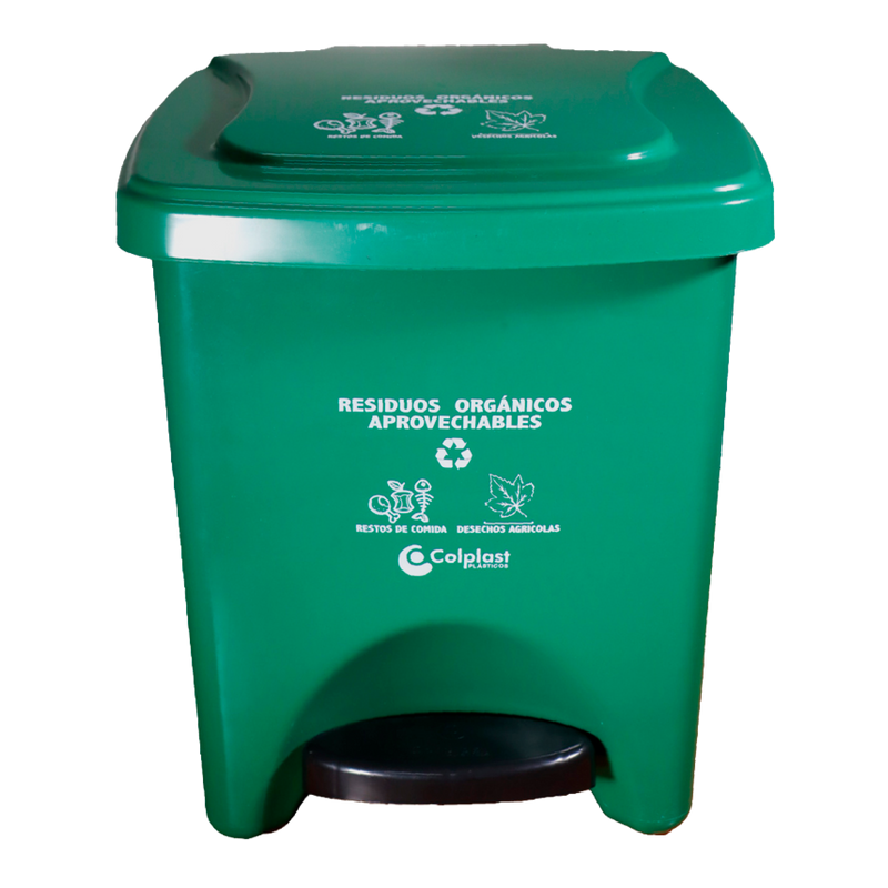 PAPELERA CUADRADA PEDAL 22L VERDE COLPLA