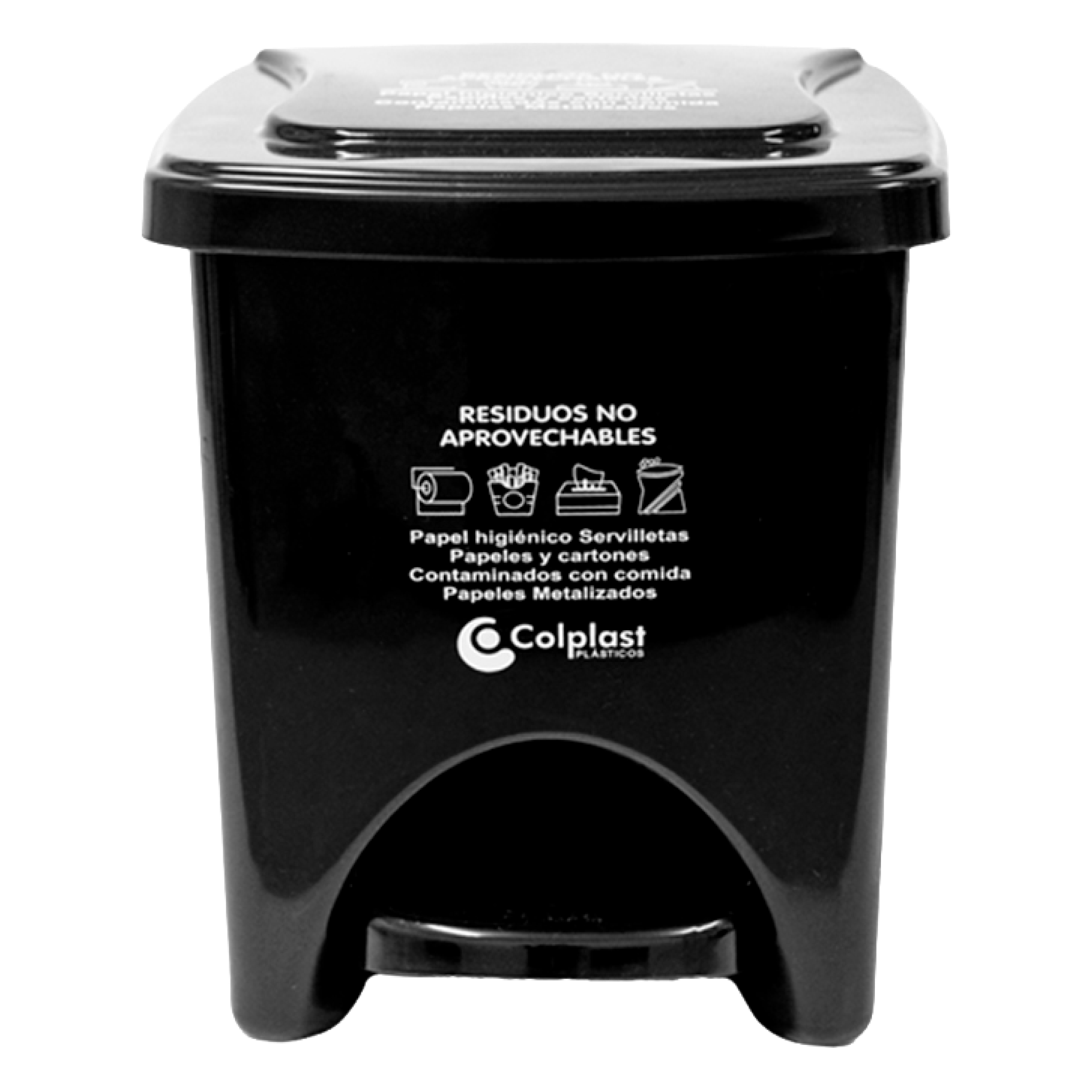 PAPELERA CUADRADA PEDAL 22L NEGRO COLPLA