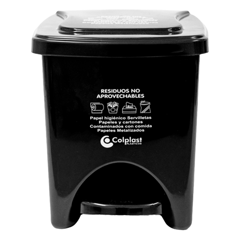 PAPELERA CUADRADA PEDAL 22L NEGRO COLPLA