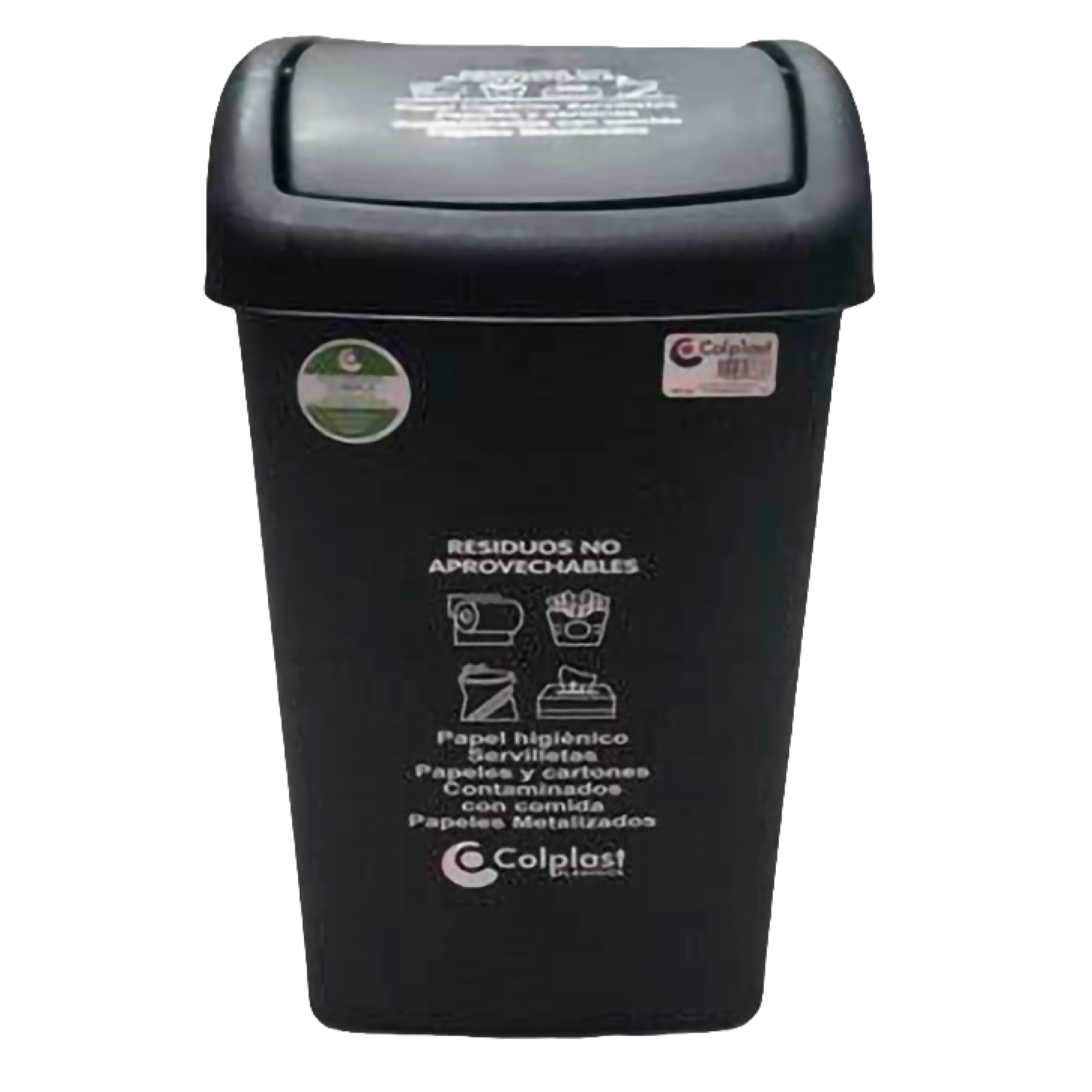 PAPELERA 36LTS PLANA NEGRO COLPAST