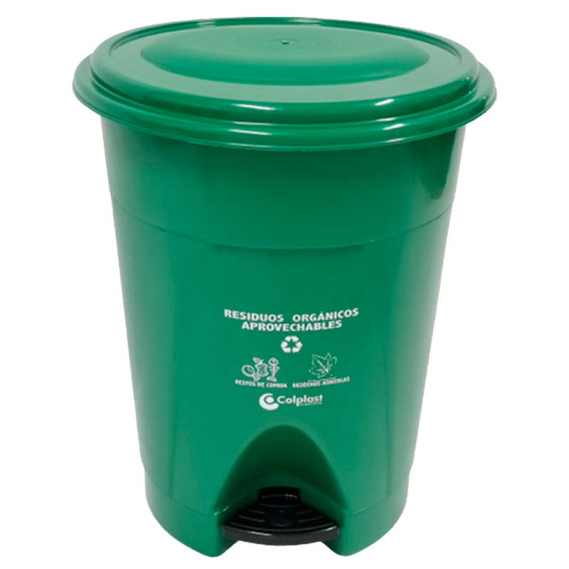 PAPELERA 25L VERD REDONDA PEDAL COLPLAST