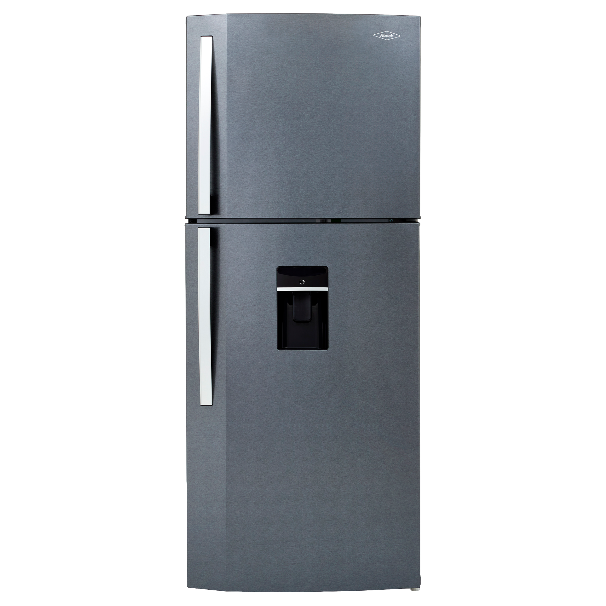 Nevera HACEB No frost Congelador Superior 391 litros N404 Manija Externa Dispensador de Agua Gris Titanio