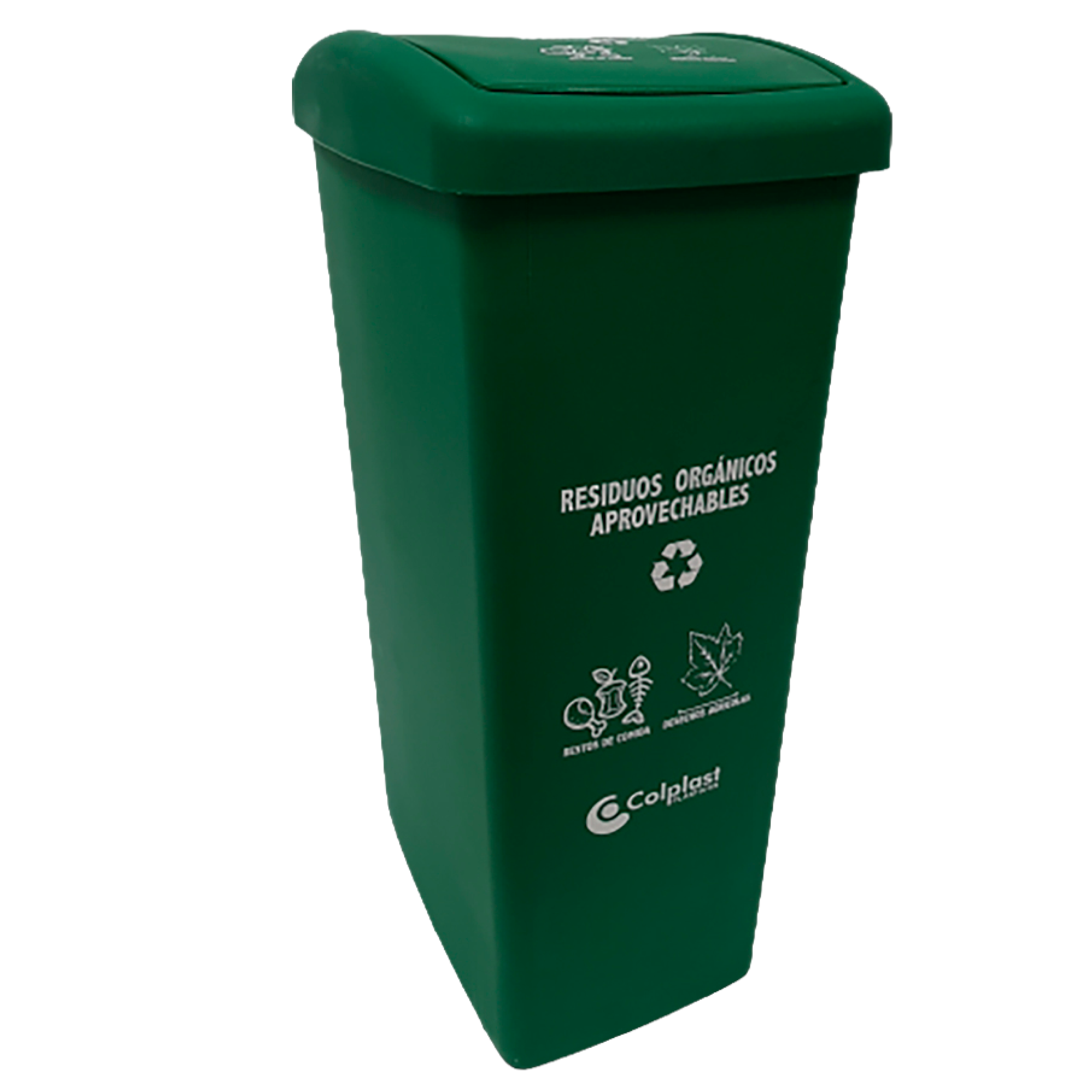 PAPELERA PLANA 55L VERDE PELETIZADA COLP