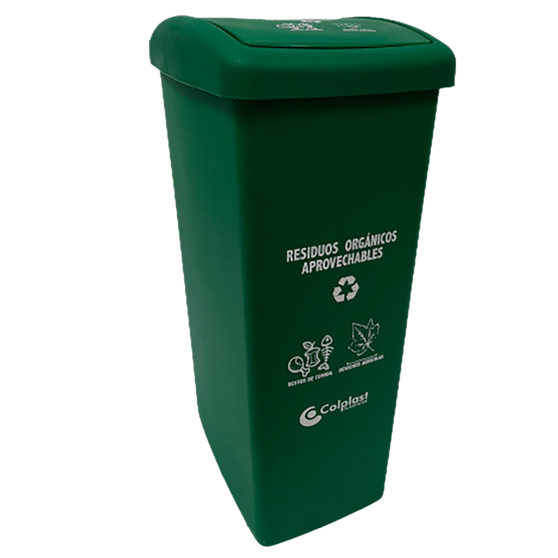 PAPELERA PLANA 55L VERDE PELETIZADA COLP