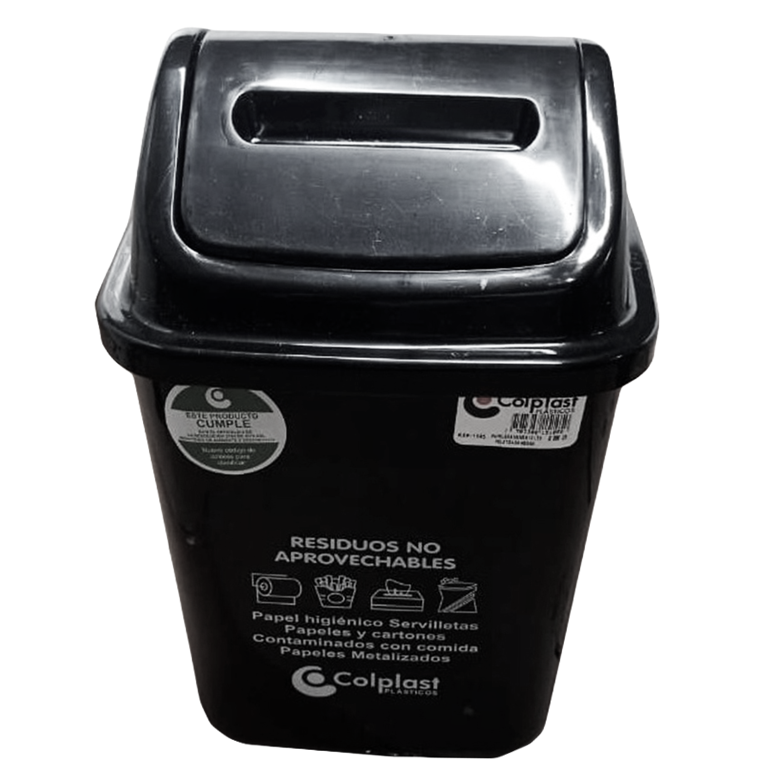 PAPELERA VAIVEN 10L NEGRA PELETIZADA