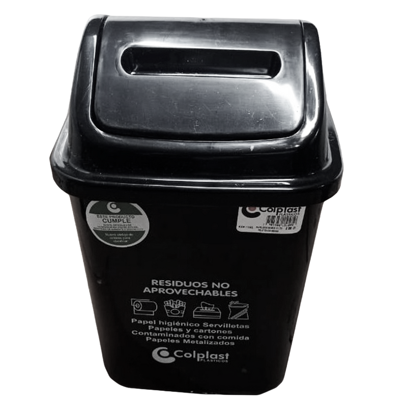 PAPELERA VAIVEN 10L NEGRA PELETIZADA