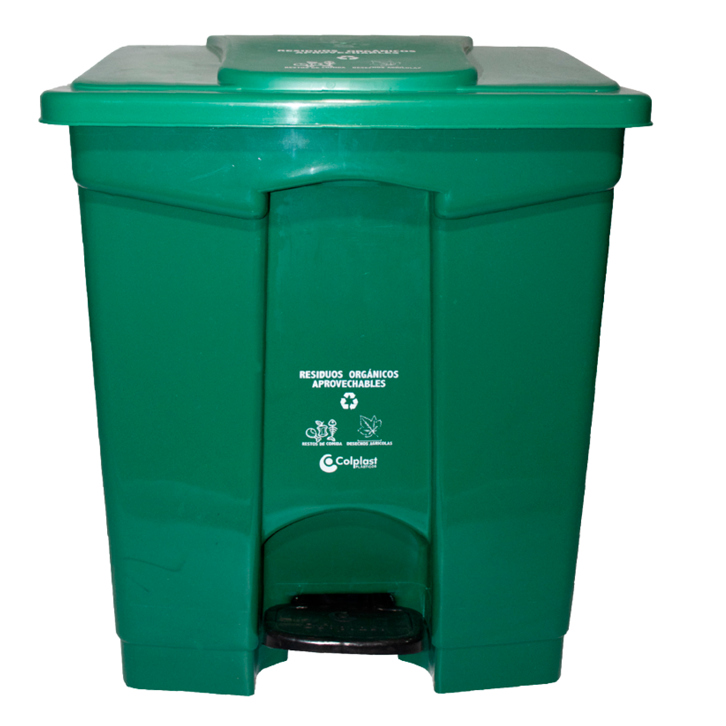 PAPELERA PEDAL 60L VERDE MARCADA COLPLAS