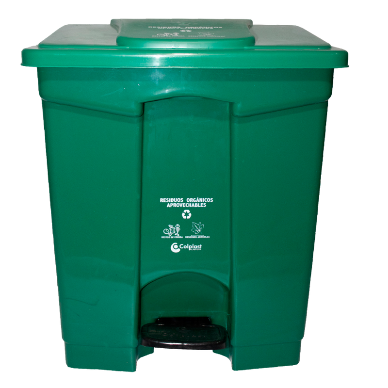 PAPELERA PEDAL 60L VERDE MARCADA COLPLAS