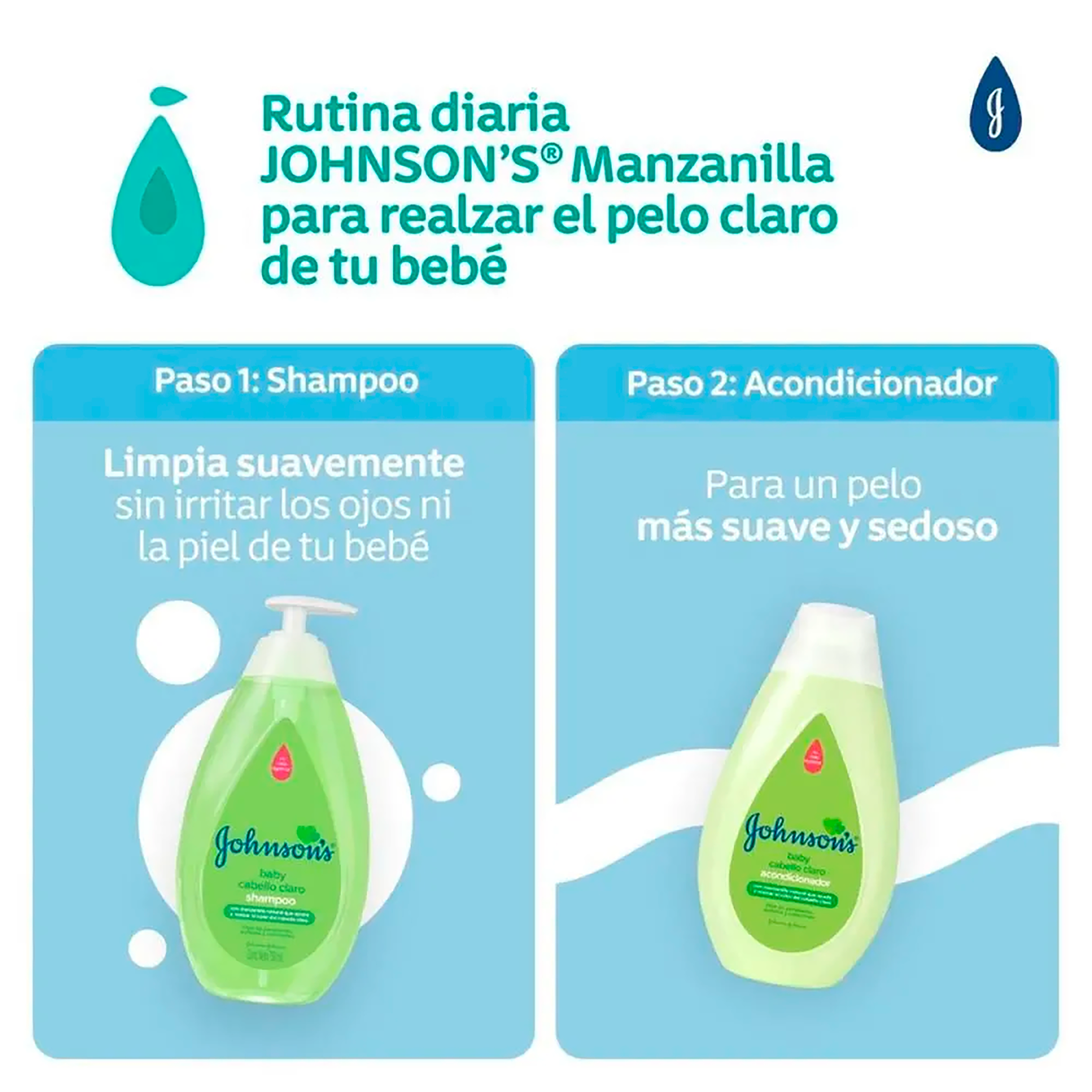 SHAMPOO JOHNSON'S® PELO CLARO MANZANILLA X400ML