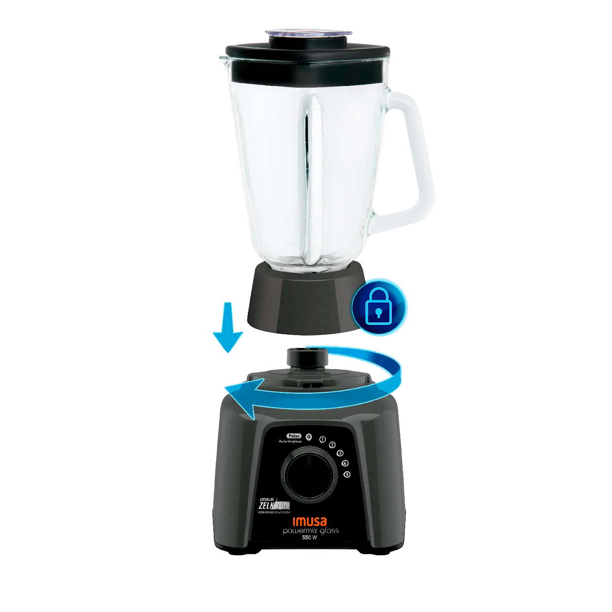 LICUADORA POWERMIX GLASS 5V NG CO IMUSA