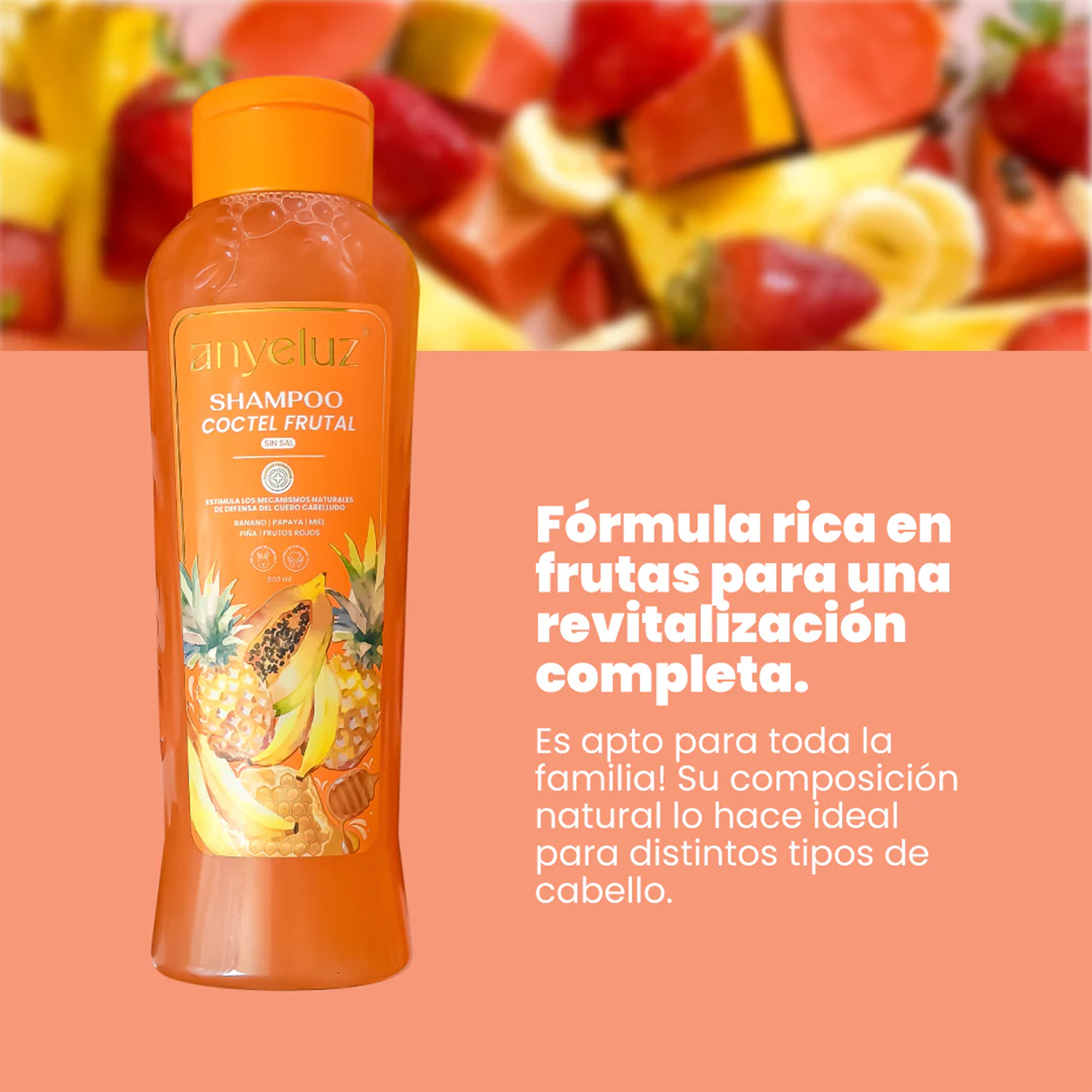 SHAMPOO COCTEL DE FRUTAS 500ML ANYELUZ