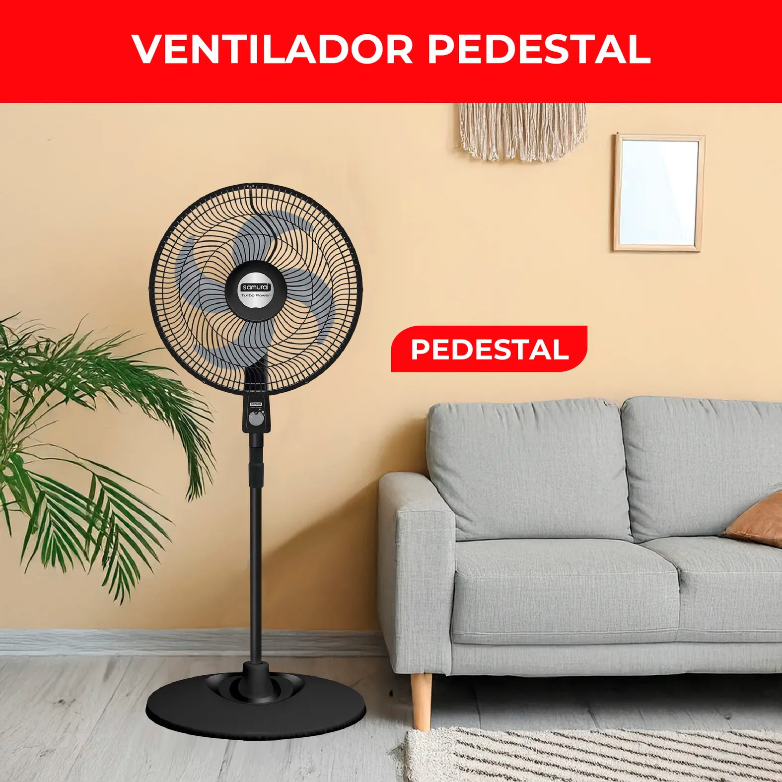 VENTILADOR TURBO POWER PEDESTAL NEG SAMU