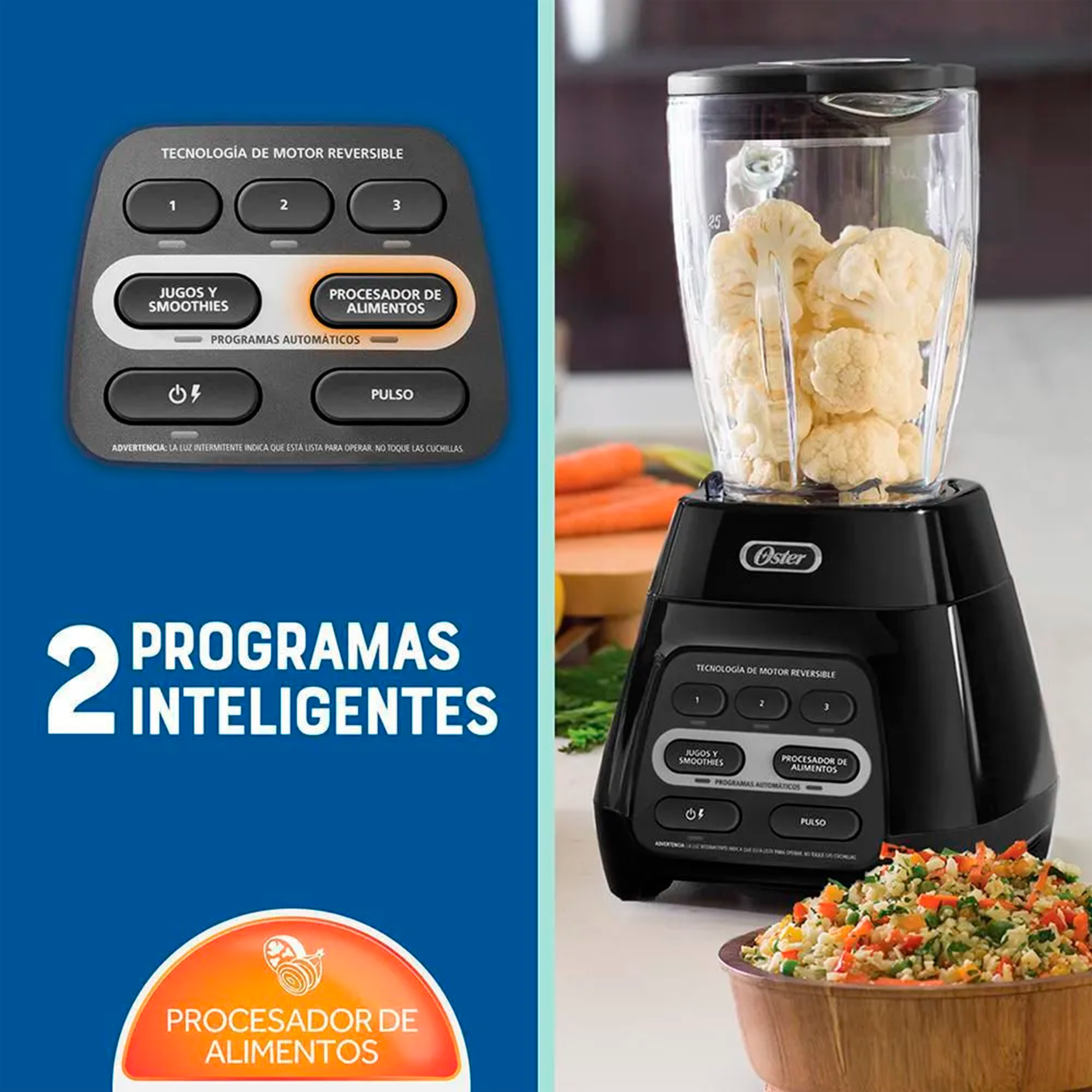 LICUADORA REVERSIBLE 1.5L V/V NEGRA OSTE