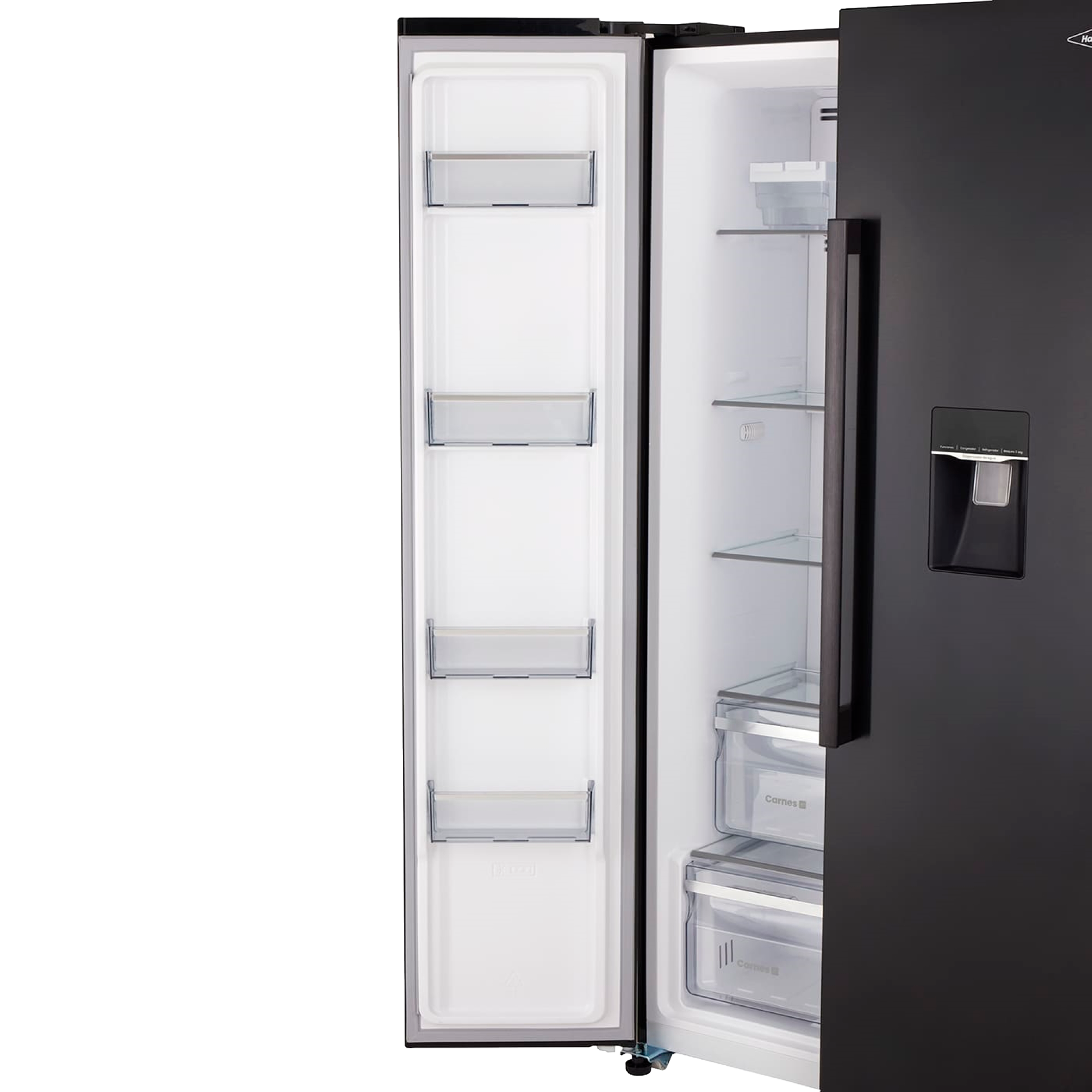 Nevecón HACEB Side by Side 529 Litros Sin Escarcha Manija Externa Panel Digital Inverter Negro